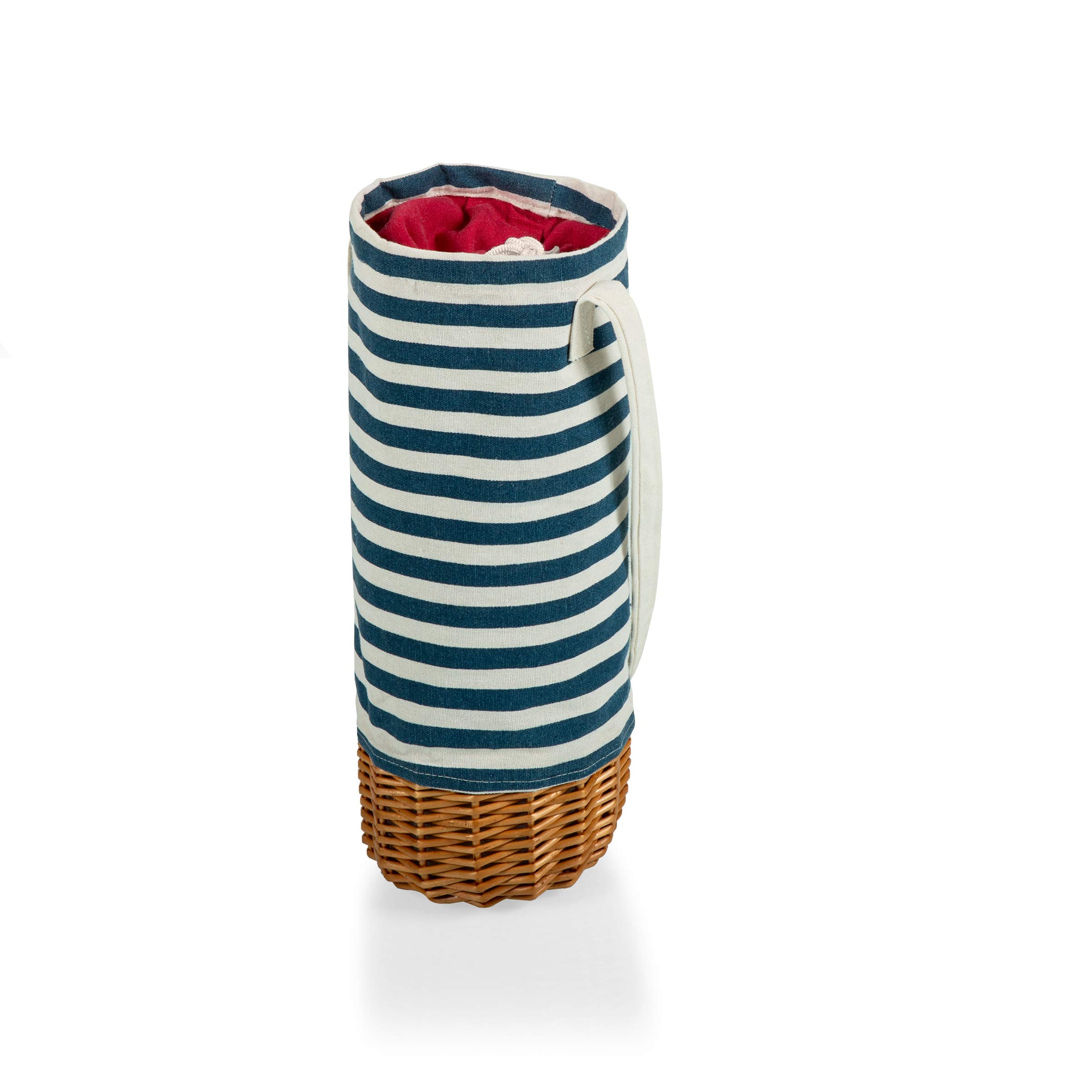 PICNIC TIME Malbec Insulated Canvas & Willow Wine Bottle Basket - Premium Wine Tote Carrier for Picnics, Parties & Gifts - Perfect for Outdoor Gatherings & Wine Lovers