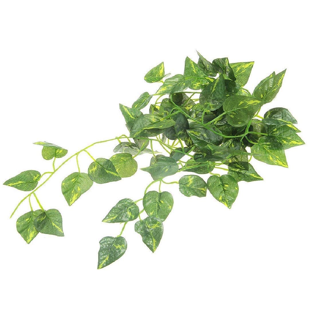 2m Artificial Scindapsus Aureus Vine - Premium Fake Pothos Plant for Reptile Terrariums, Chameleon & Lizard Habitat Decor - Realistic Jungle Vine for Bioactive Enclosures & Vivarium Setup (CHAOCHAO) - Perfect for Climbing, Hiding & Naturalistic Displays