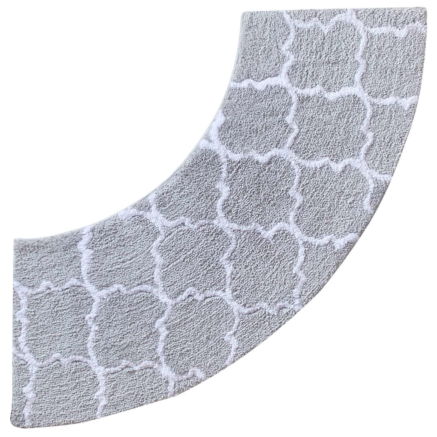 Modern Grey Geometric Curved Bath Rug - 18x56 Inch Round Non-Slip Shower Mat, Machine Washable for Bathroom, Spa & Home Decor
