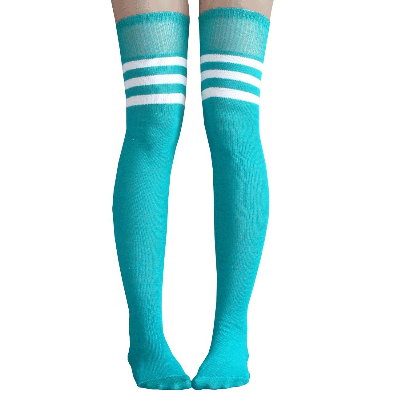 Chrissy's Women's Thigh High Striped Tube Socks - Soft Cotton Knee High Stockings for Women, Fashionable Striped Leg Warmers for Outfits, Cosplay, and Winter Wear