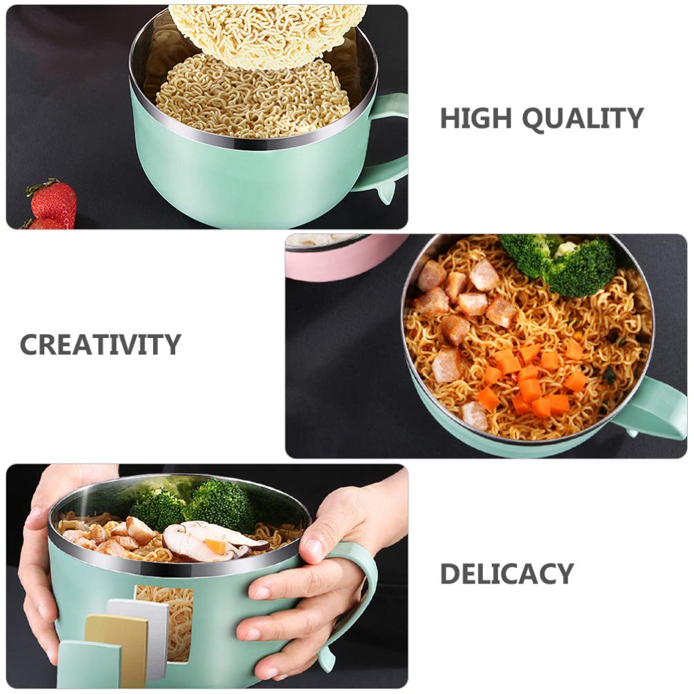 **Hemoton Stainless Steel Food Storage Container with Lid - Microwave Safe Instant Noodle Bowl, Rice Bowl & Mixing Bowl for Camping, Kitchen & Outdoor Use**