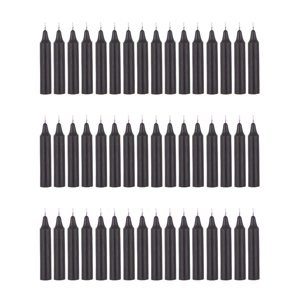 Premium Unscented Black Taper Candles - 48 Pack of 4