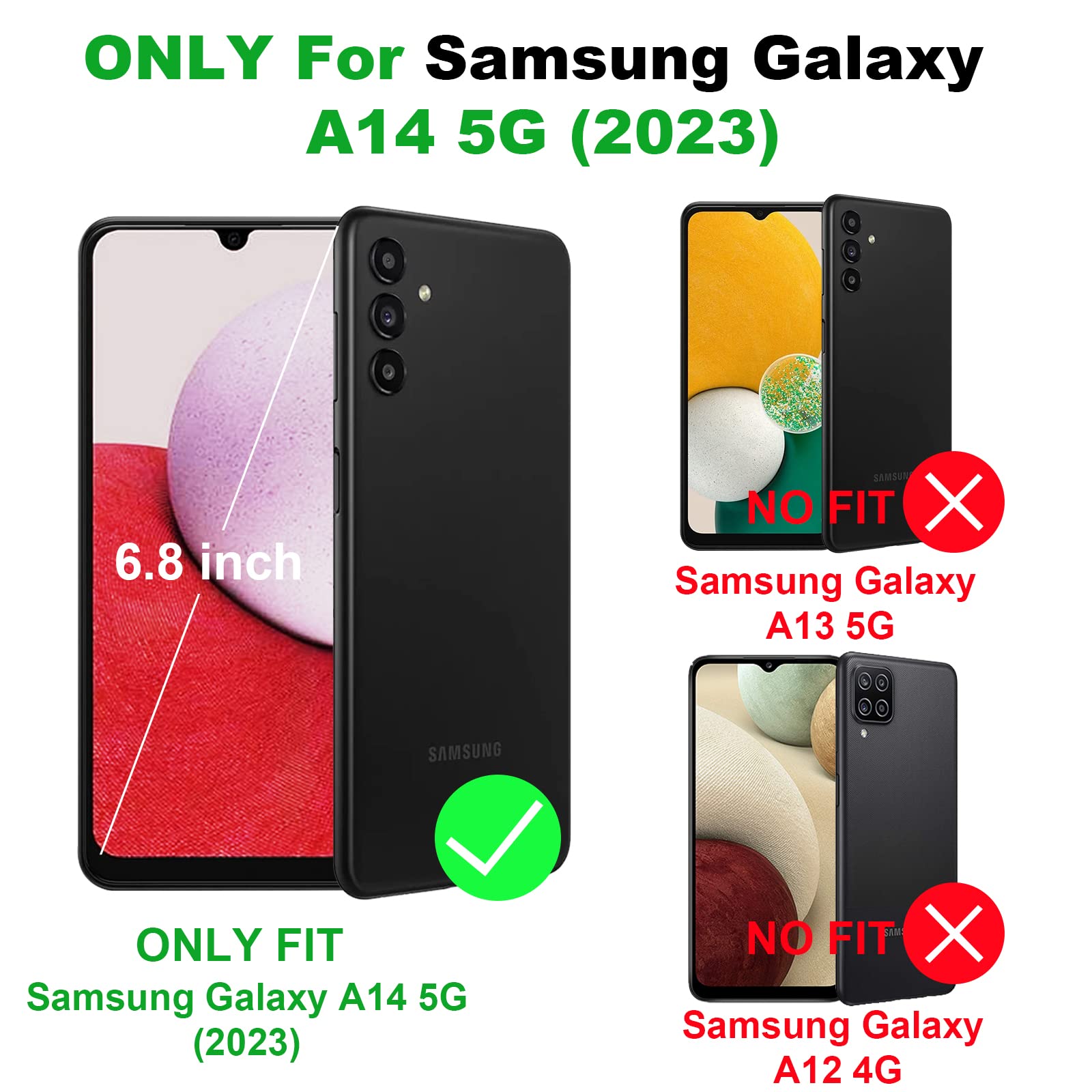 Samsung Galaxy A14 5G Case with Screen Protector (2 Pack) - Military Grade Shockproof Phone Cover, Magnetic Ring Kickstand, 16ft Drop Tested - Purple | Perfect for Outdoor Activities, Travel & Daily Protection