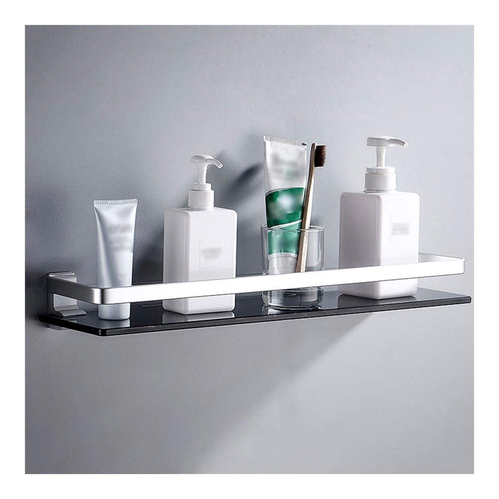 XJZKA 1-Tier Bathroom Shelf - Shower Caddy Organizer with Thick Tempered Glass - Wall Mount Storage for Bathroom, Shower, Kitchen - 60cm Modern Home Organization Solution (Perfect for Small Spaces & Apartment Living)