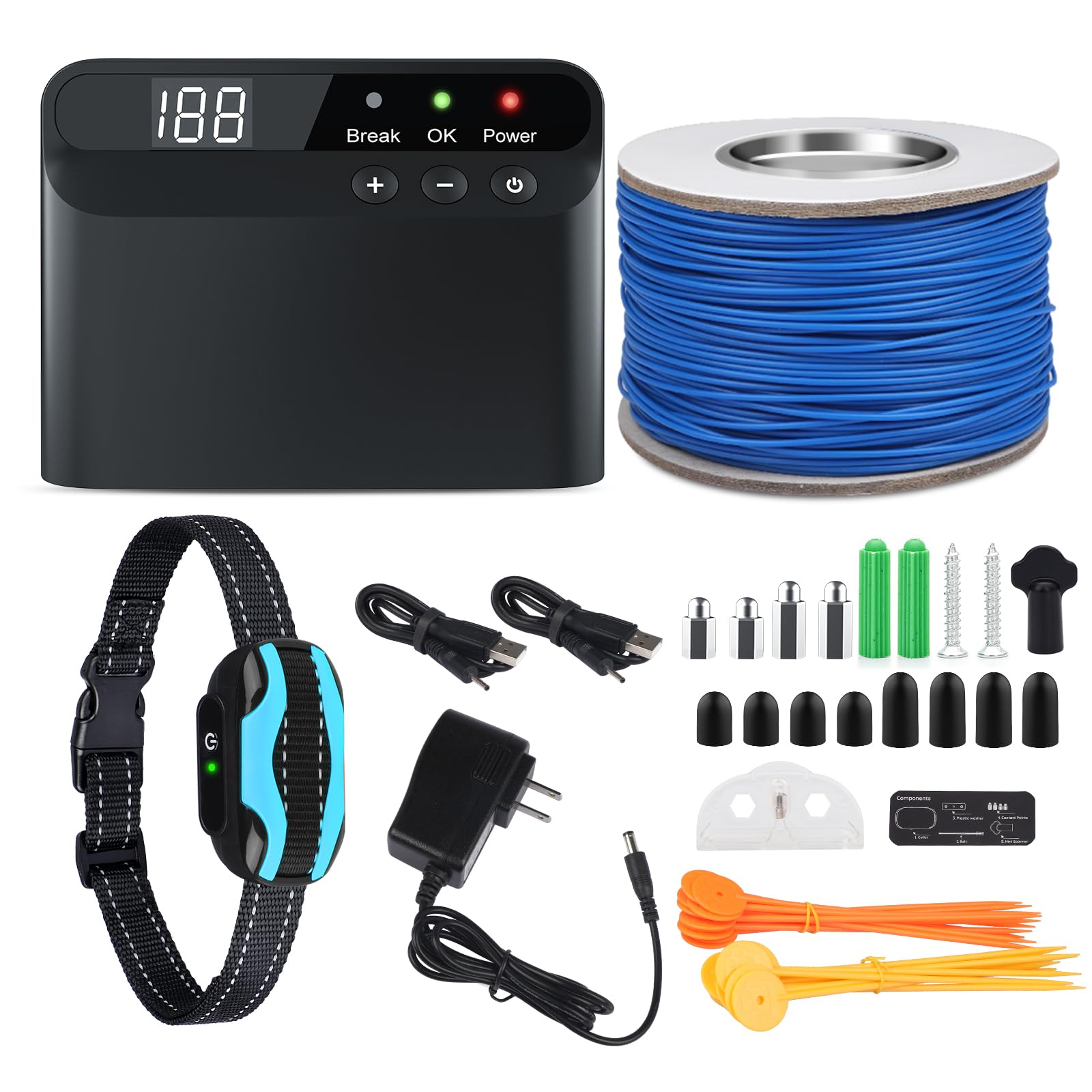 PcEoTllar Rechargeable Electric Dog Fence System - 656ft Wireless & Underground Boundary with Waterproof Collar Receiver | Safe Pet Containment for Backyard, Garden & Large Properties