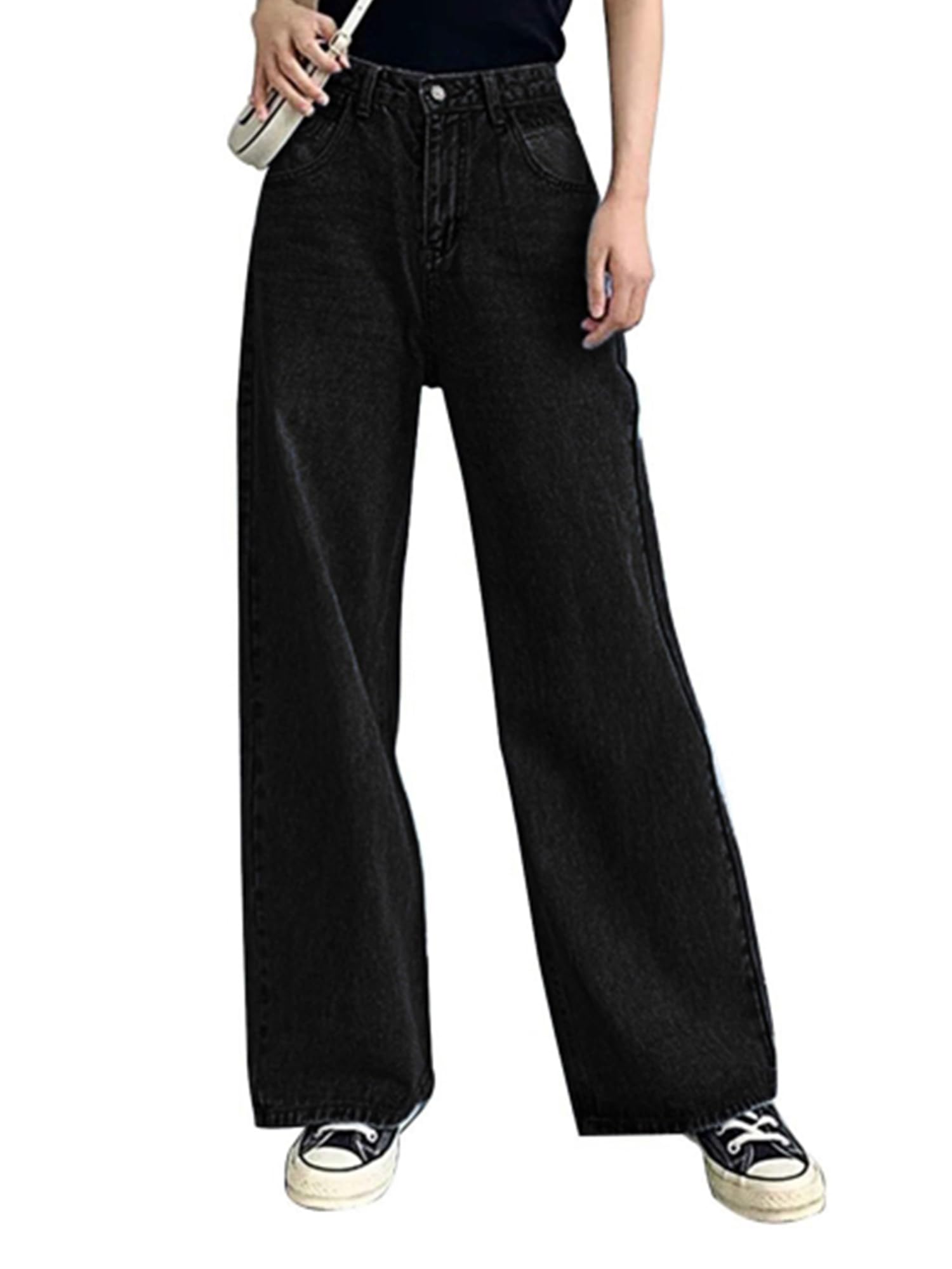 HDLTE Women's Ripped Boyfriend Jeans - Distressed High Waist Baggy Denim Pants, Wide Leg Straight Trousers for Y2K Streetwear | Casual Outfit, Party Wear & Everyday Fashion