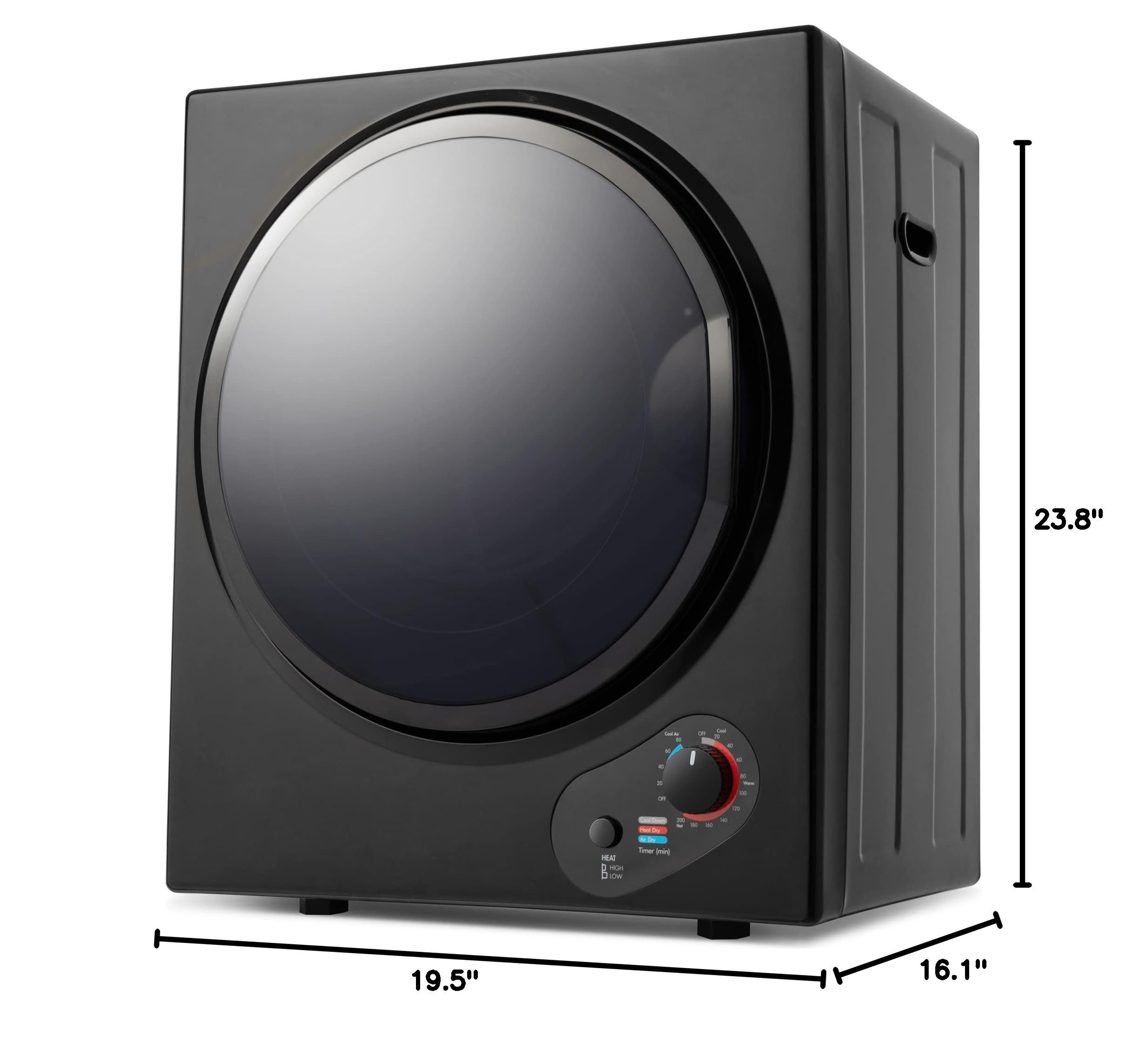Portable Electric Clothes Dryer - Compact Front Load Laundry Machine for Apartments, Dorms & RVs | Easy Knob Control & Wall Mount Kit Included | Perfect for Small Spaces, Travel & Emergency Use (Black)