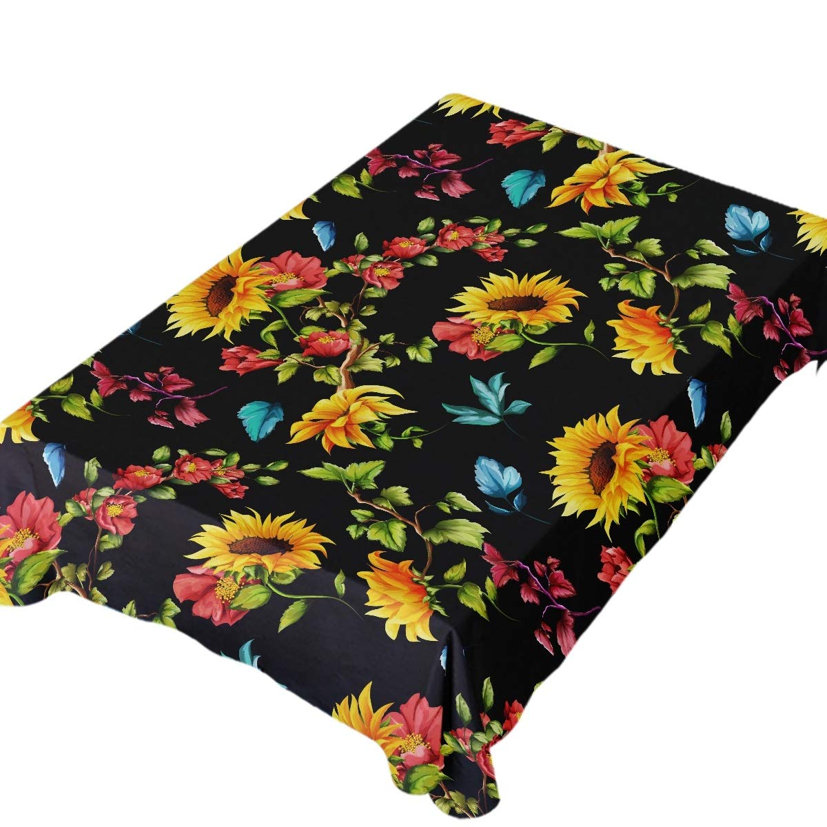 Sunflower & Pomegranate Print Tablecloth - 60x108 Inch Rectangle Table Cover for Outdoor Dining, Weddings & Parties - Waterproof Table Protector for Patio, Picnic & Home Decor