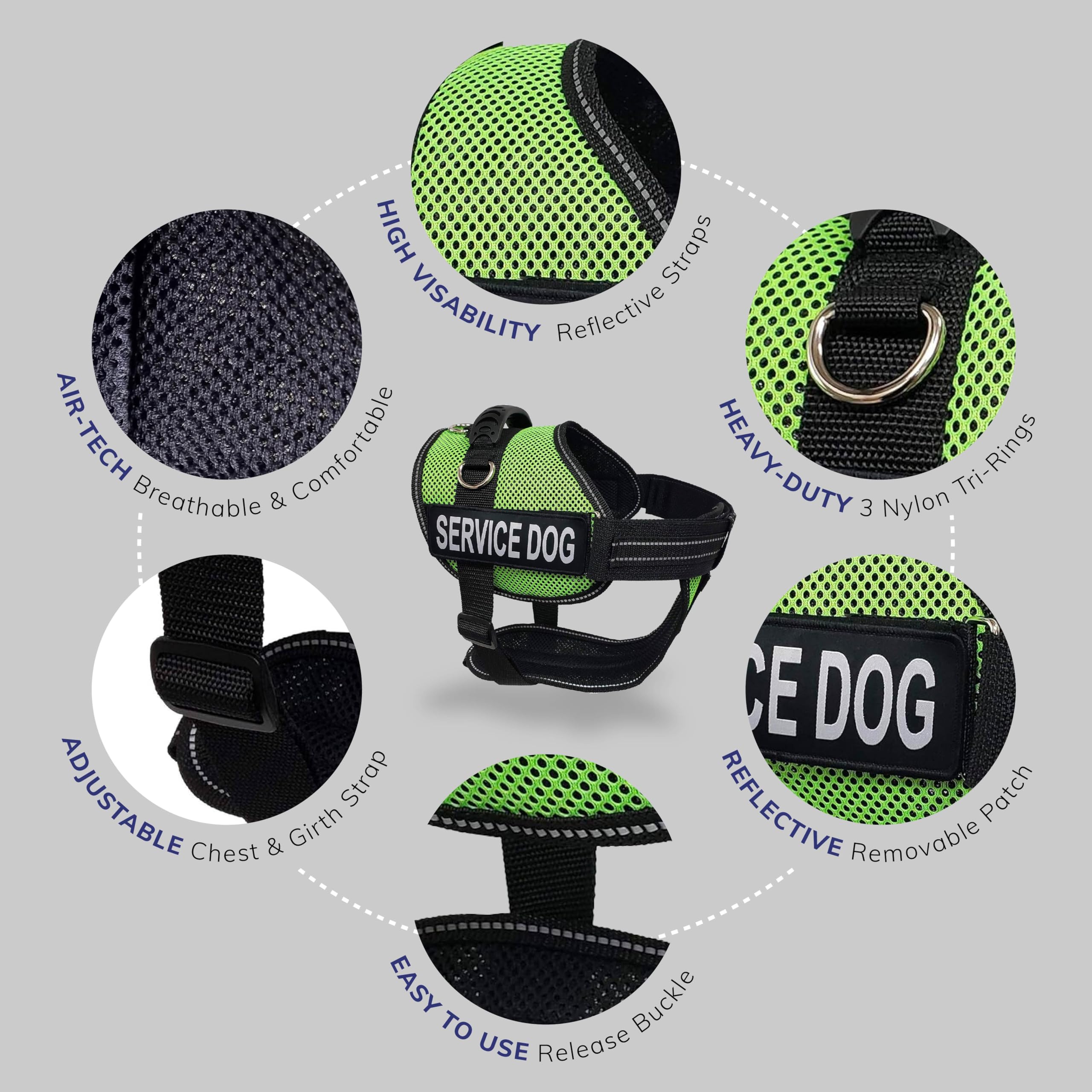 ActiveDogs Full Service Dog Kit - Large Lime - Service Vest Harness with Handle, ID Holder, ADA Cards, Medical Alert Keychain, Leash & Patches | Perfect for Service Dogs, Therapy Dogs & Emotional Support Animals | Ideal for Training, Public Access & Daily Assistance