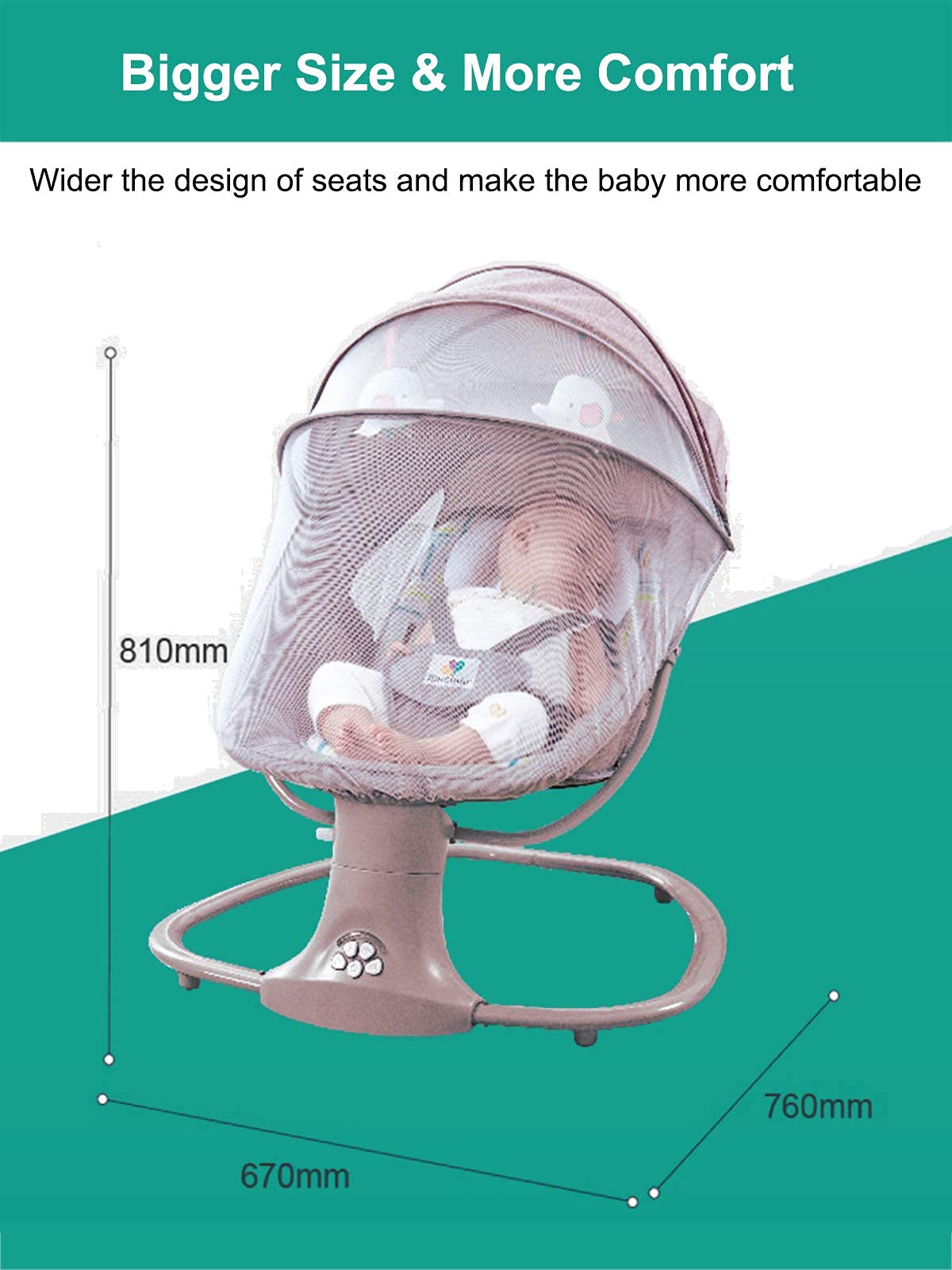 Electric Baby Swing with Bluetooth Music & 5 Speed Settings - Portable Adjustable Infant Rocker with Remote Control, Lullabies & Soothing Vibration - Perfect for Nursery, Daycare & On-the-Go Parenting (Pink)