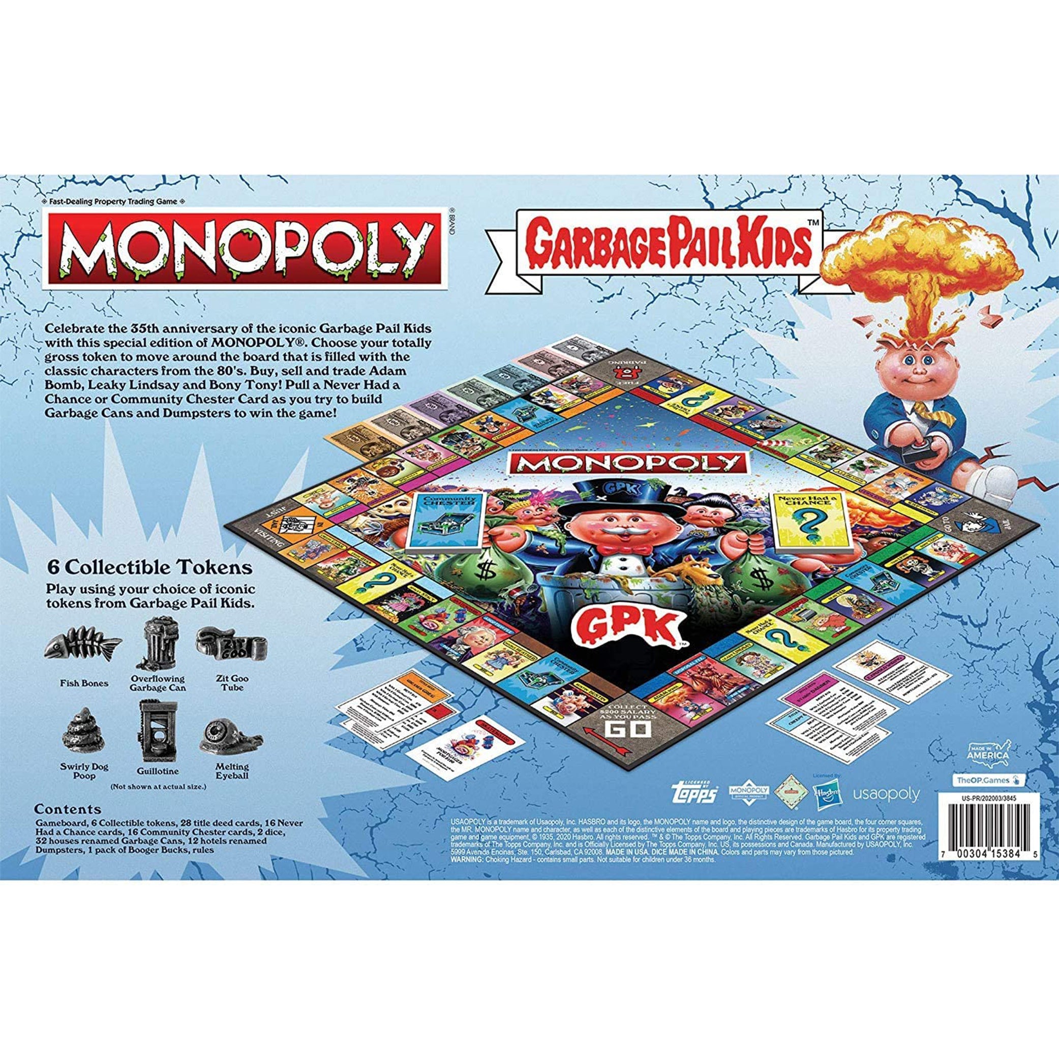 Monopoly Garbage Pail Kids Board Game - Collectible Card Game for Family Game Night & Nostalgic 80s Pop Culture Fans