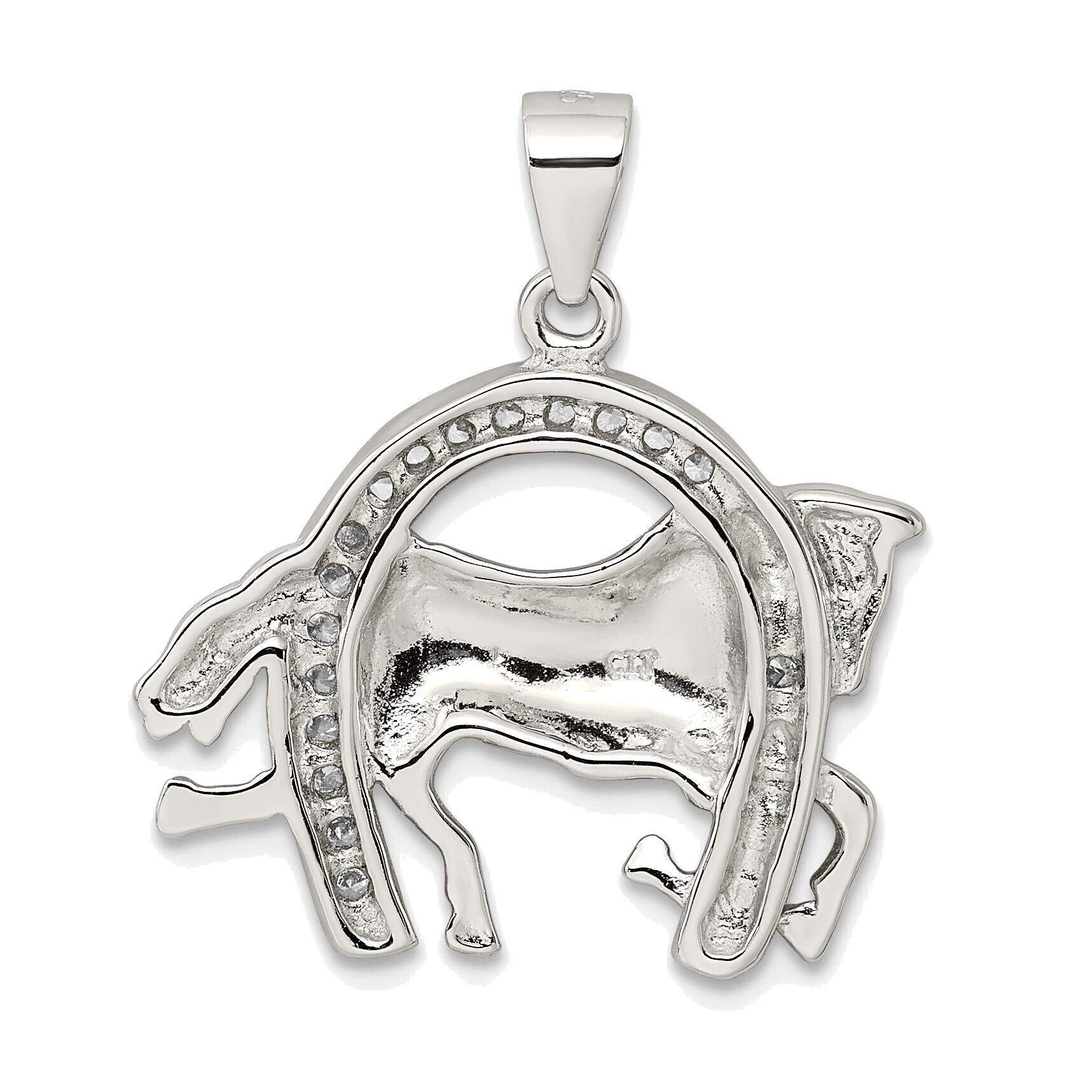 Sterling Silver Horse Pendant with CZ for Jewelry Making & Gifts