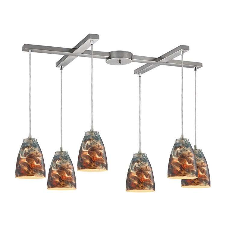 Modern Abstractions Six-Light Pendant Chandelier - Stylish Ceiling Light Fixture for Dining Room, Kitchen Island & Living Room Decor