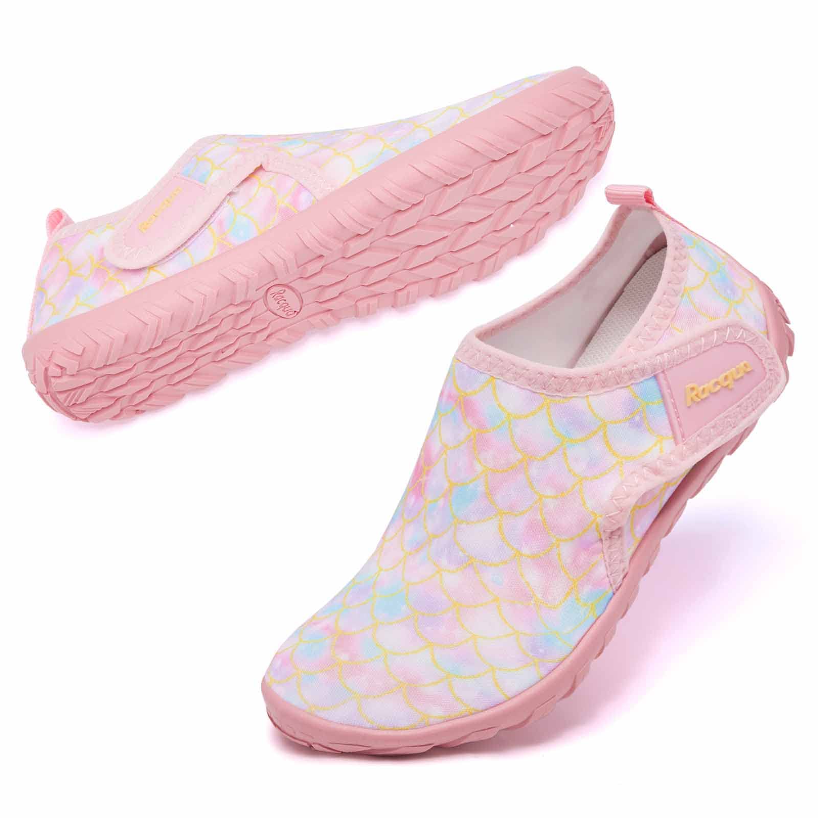 **Racqua Boys Girls Kids Water Shoes - Barefoot Swim Shoes for Beach, Pool & Water Sports - Quick Dry Lightweight Aqua Shoes for Little & Big Kids**