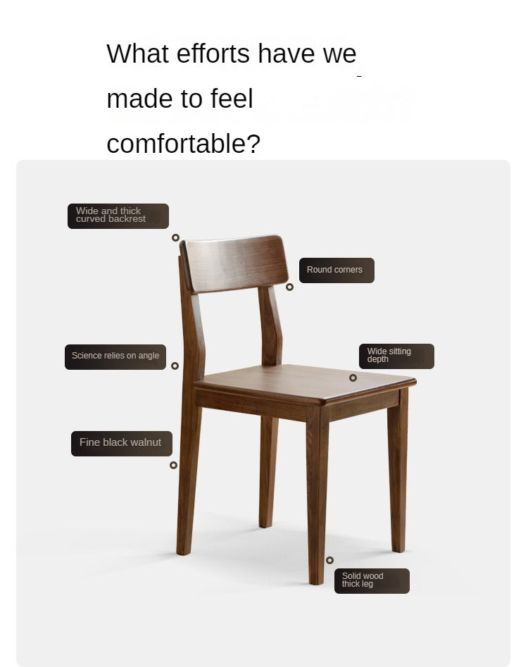 Solid Wood Dining Chairs Set of 4 - Premium Oak, Black Walnut & Ash - Modern Farmhouse Style for Kitchen, Dining Room & Restaurant Use