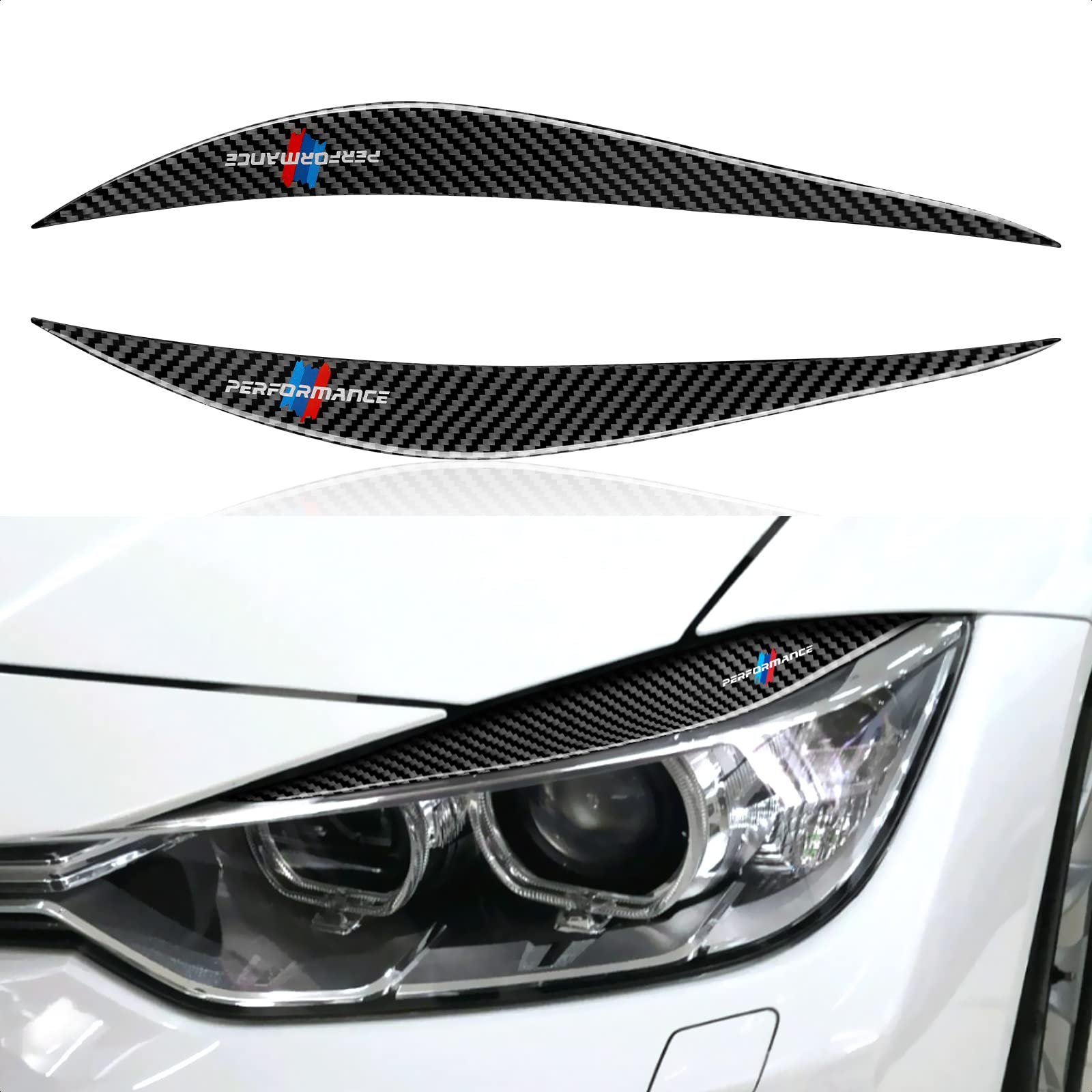 Carbon Fiber BMW F30 Headlight Eyebrows - Black Trim for Car Styling