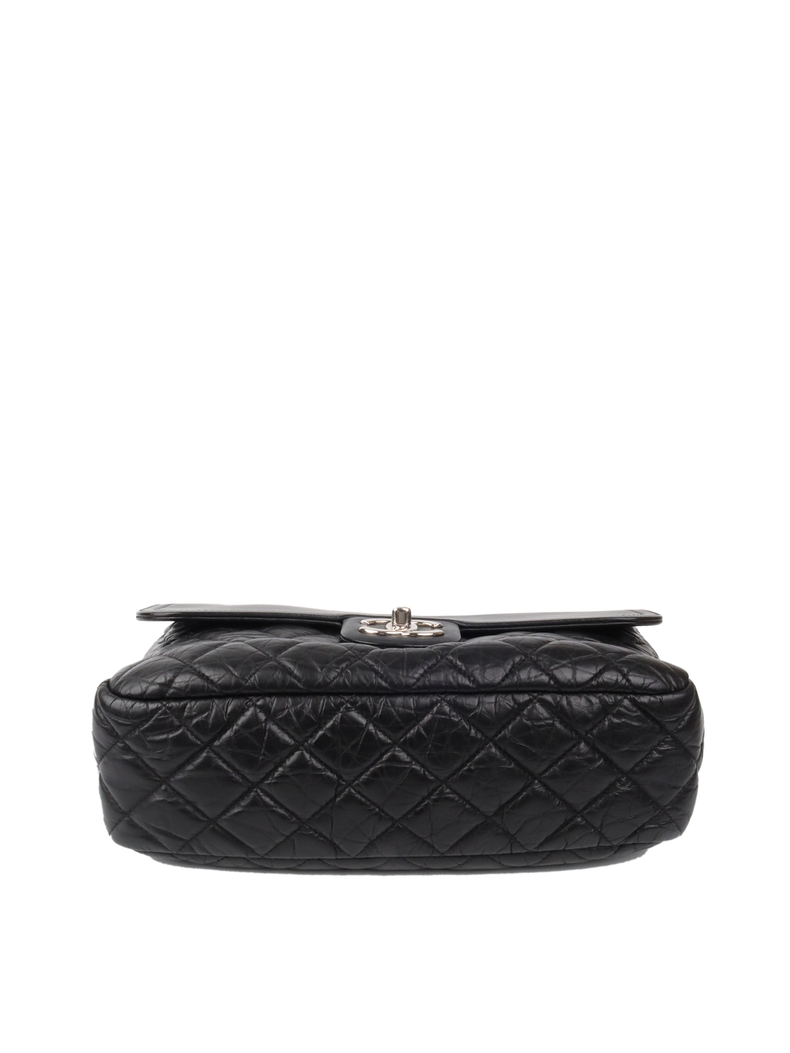 Chanel Black Wrinkled Quilted Leather Flap Bag Crossbody Purse for Women | Luxury Designer Handbag for Evening Parties, Date Nights & Special Occasions