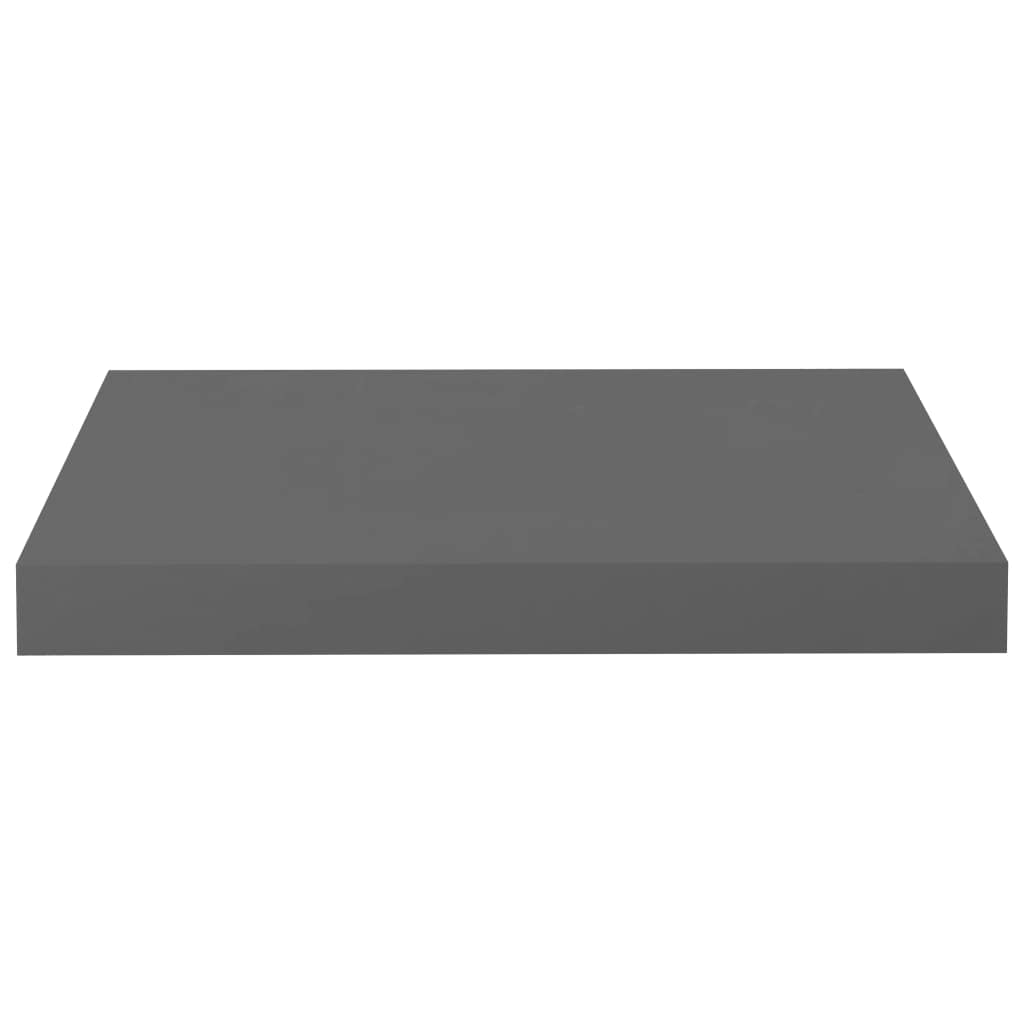 Floating Wall Shelves Set of 4 - Modern High Gloss Gray MDF Shelves 15.7x9.1x1.5 Inches - Space Saving Wall Mounted Shelves for Bedroom, Living Room, Bathroom, Kitchen - Home Decor & Organization Storage Solution