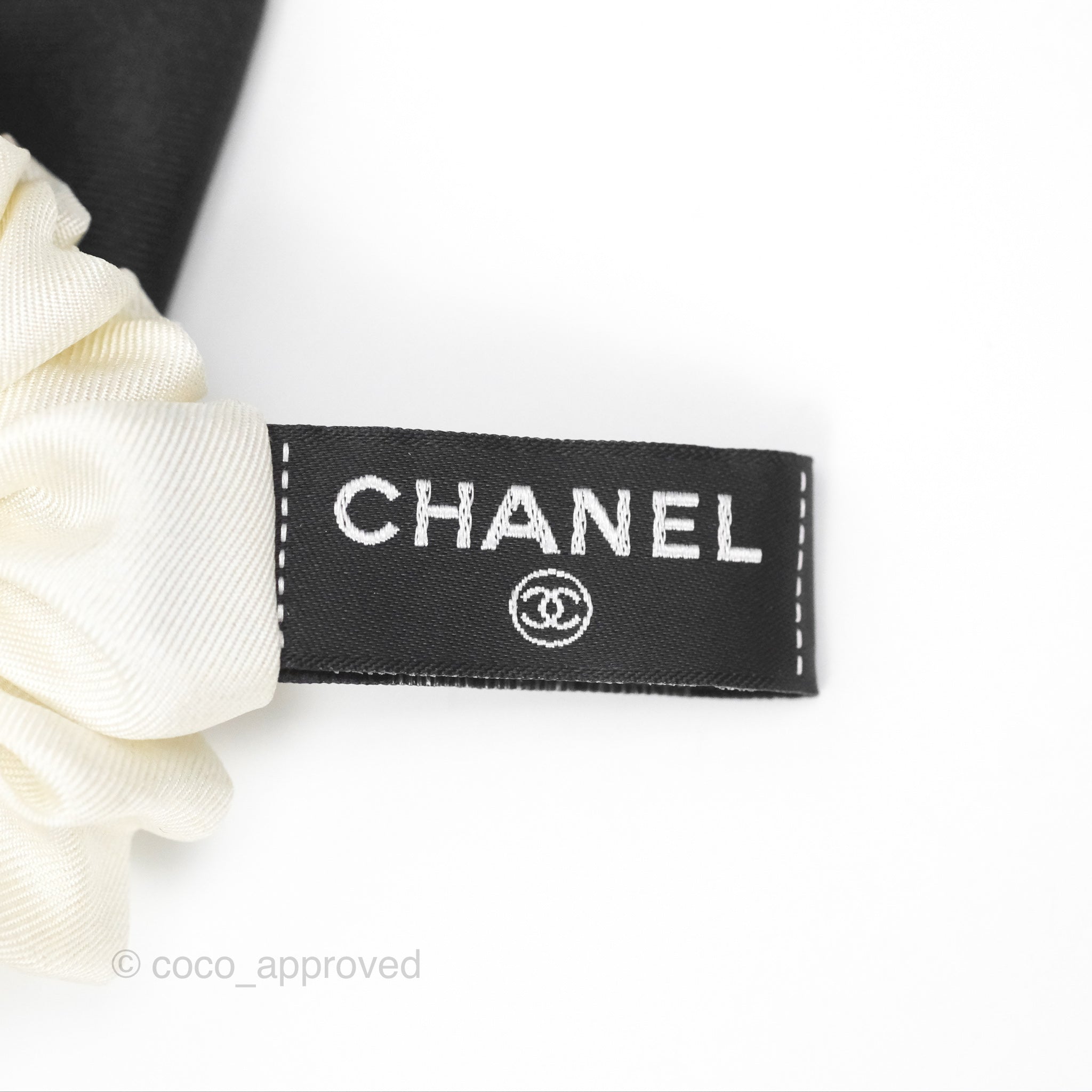 Chanel Bow Silk Hair Accessory Ivory & Black - Elegant Hair Clip for Women, Perfect for Weddings, Parties & Special Occasions