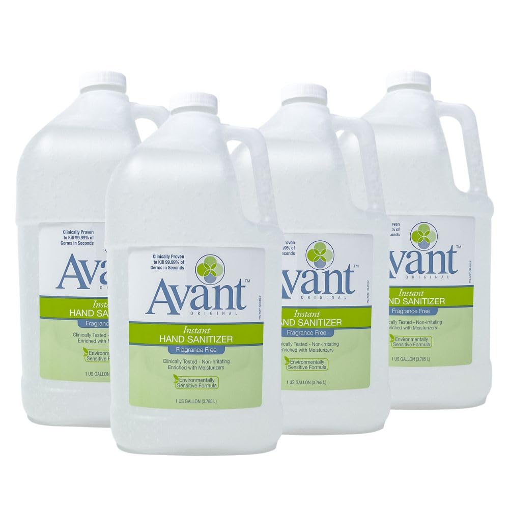 Avant® Original Fragrance-Free Gel Hand Sanitizer - 4-Pack (1 Gallon Bulk Refill) | Alcohol-Based Sanitizing Gel for Home, Office & Public Spaces