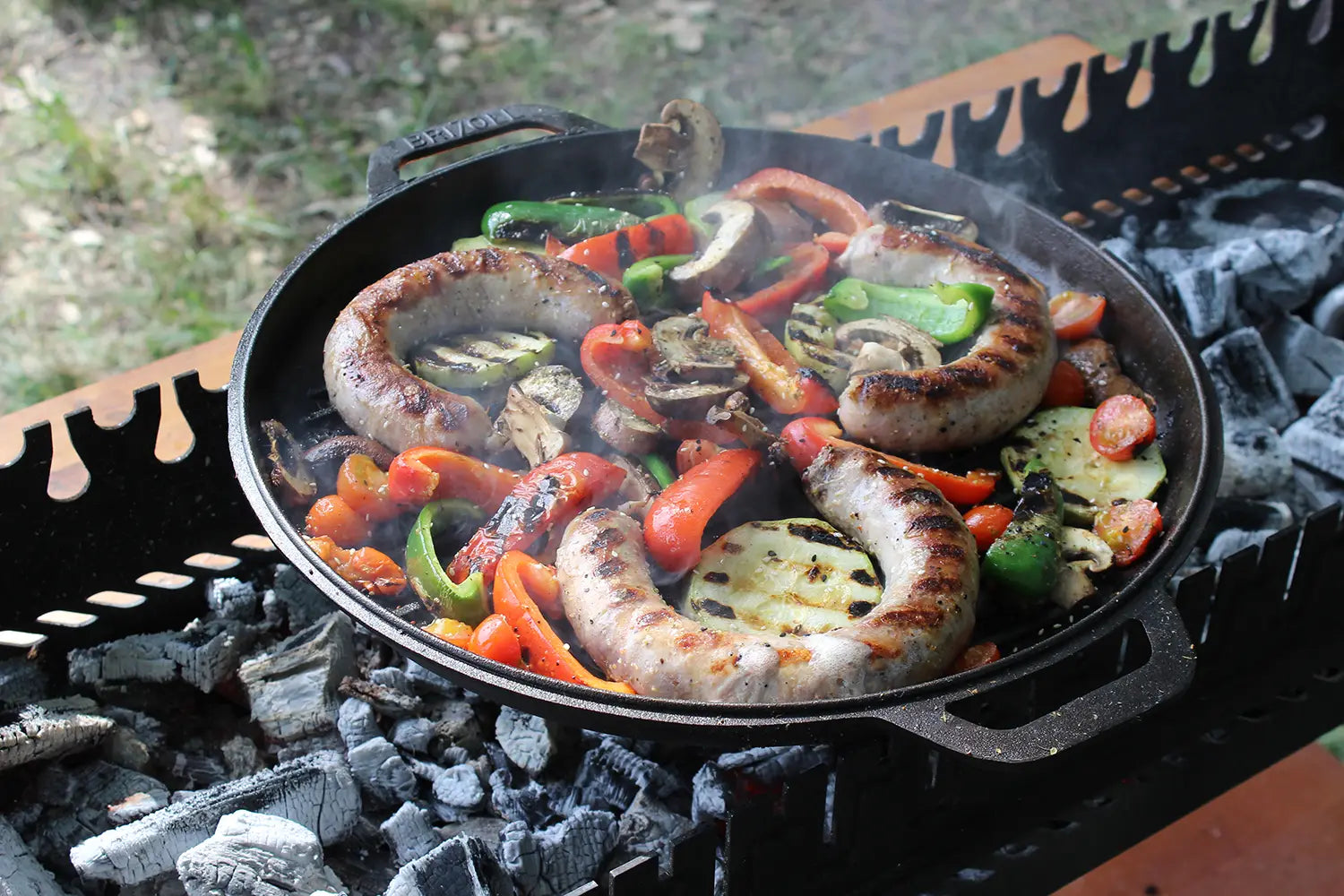 15.85 Quart Combo Cooker Cauldron Asian Kazan with Frying Pan Lid & Grill - Dutch Oven for Camping, Outdoor Cooking & BBQ