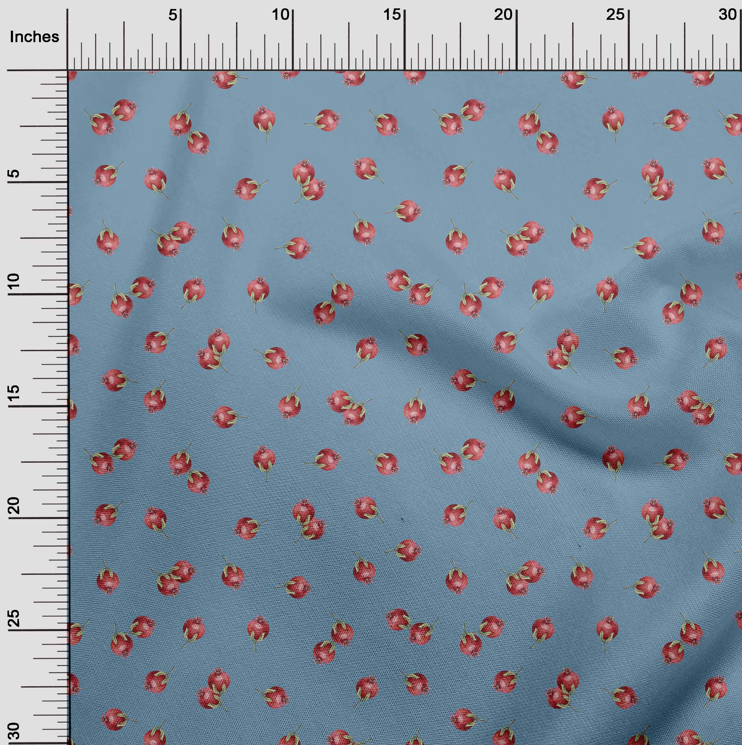 oneOone Silk Tabby Fabric - Pomegranate Fruit Printed Craft Fabric 42
