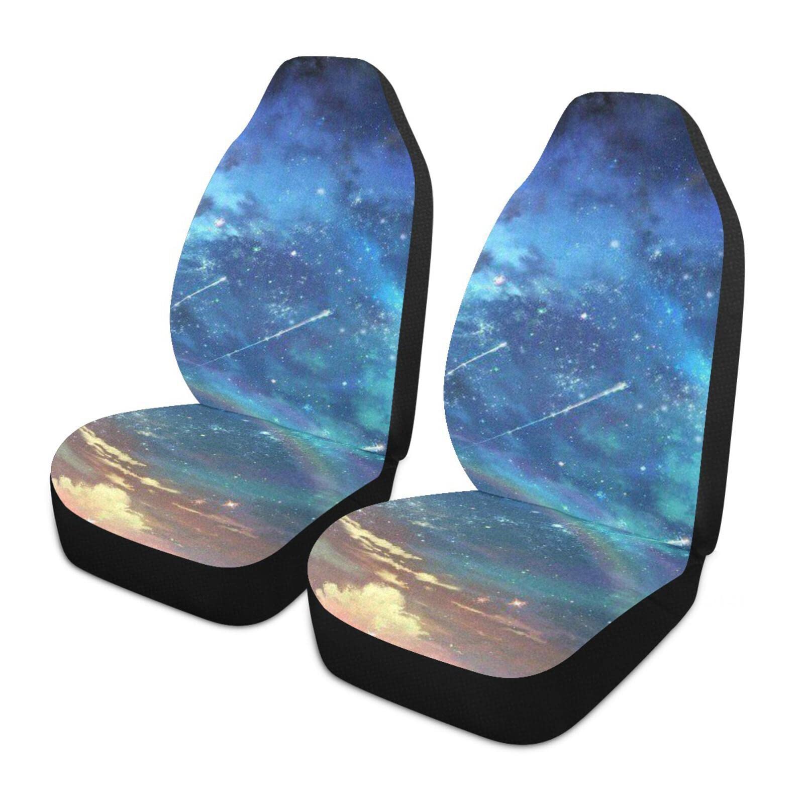 Starry Sky Style Car Seat Covers Set - Universal Fit for Most Cars, Trucks, SUVs & Sedans | Printed Car Seat Protectors & Decor Accessories | Perfect for Road Trips, Daily Commutes & Interior Styling