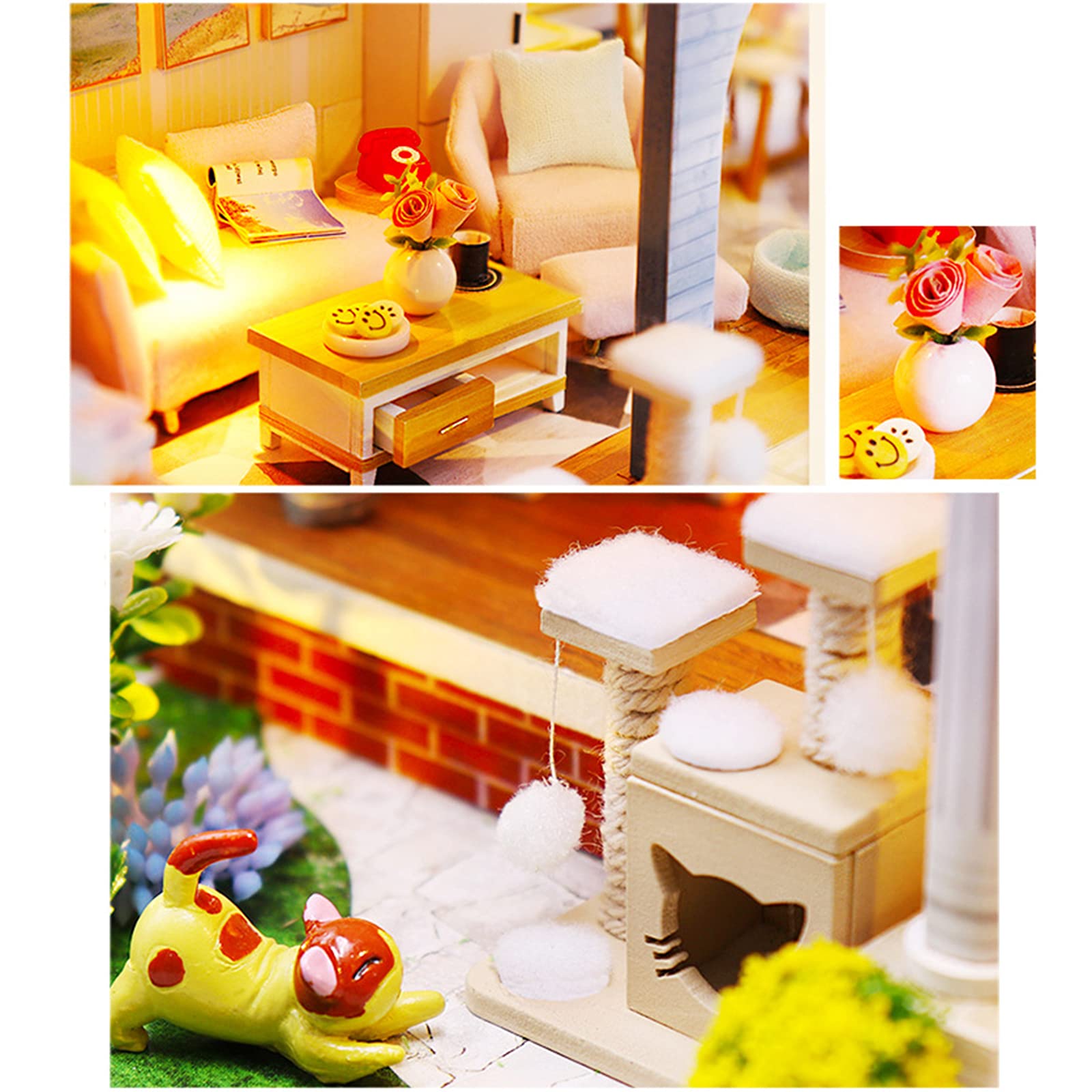 DIY Miniature Wooden Dollhouse Kit - Christmas Birthday Gift for Kids, Assembly Puzzle Toy with Dust Proof Cover - Perfect for Home Decor, Playtime & Creative Learning