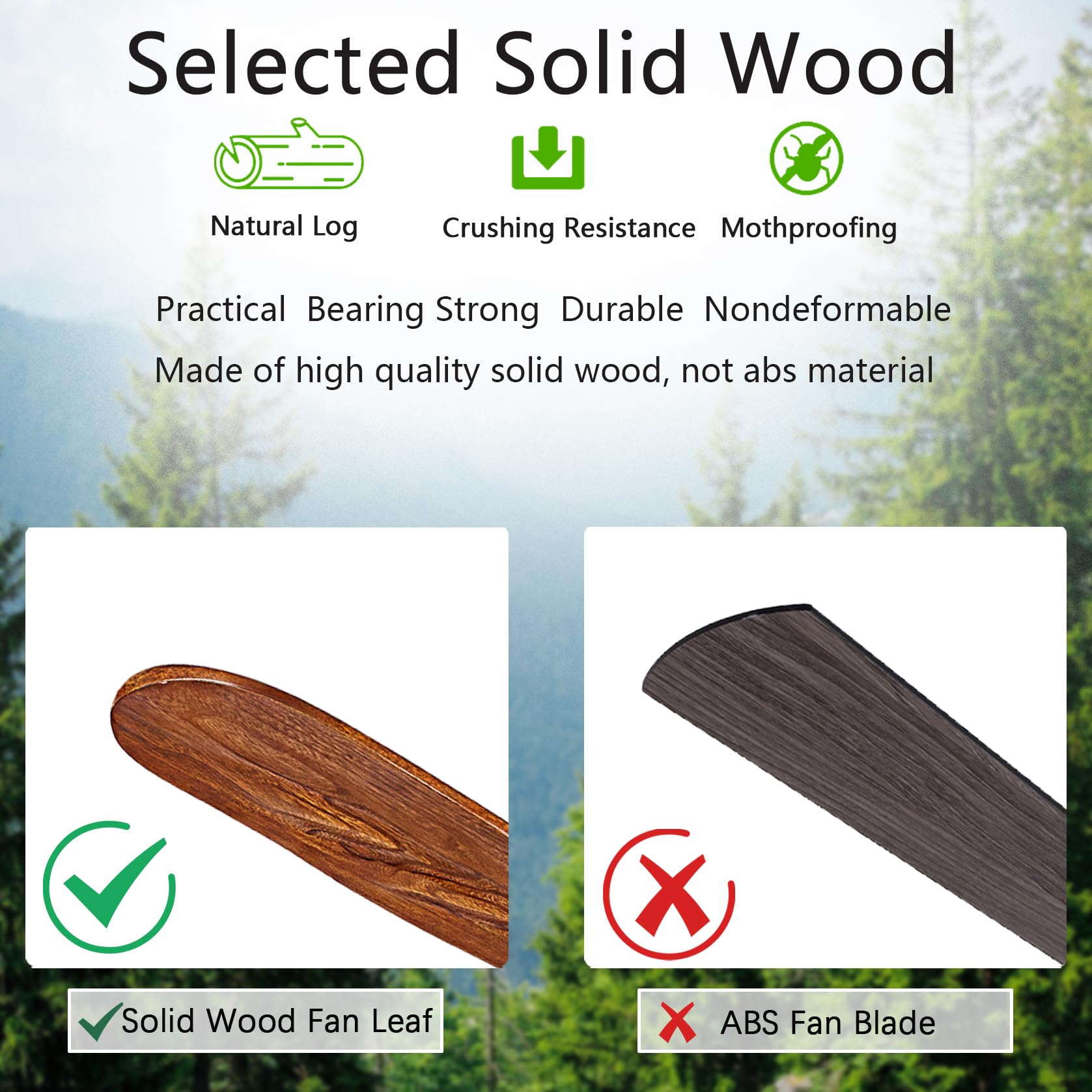 60 Inch Wood Ceiling Fan with Lights and Remote Control - Quiet Reversible DC Motor, 3 Blades & 3 Downrods - Farmhouse, Patio, Living Room, Bedroom, Office - Indoor/Outdoor Use (Black + Walnut) - Perfect for Cooling and Lighting Your Home All Year Round