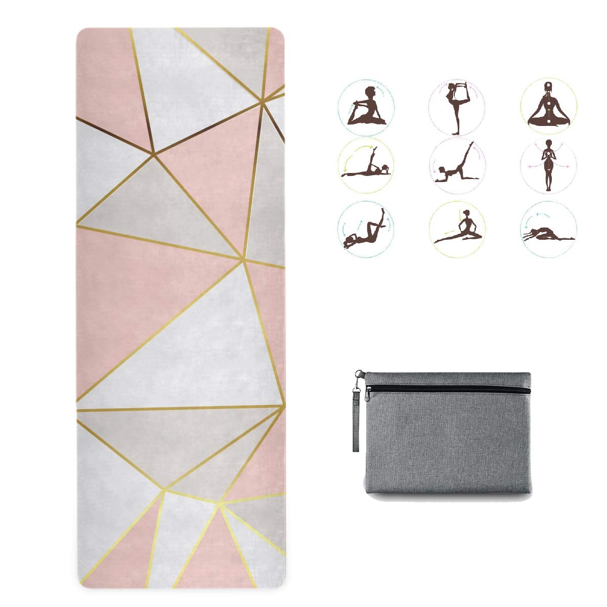 Non-Slip Mosaic Rose Yoga Mat for Women - Foldable Travel & Home Gym Use