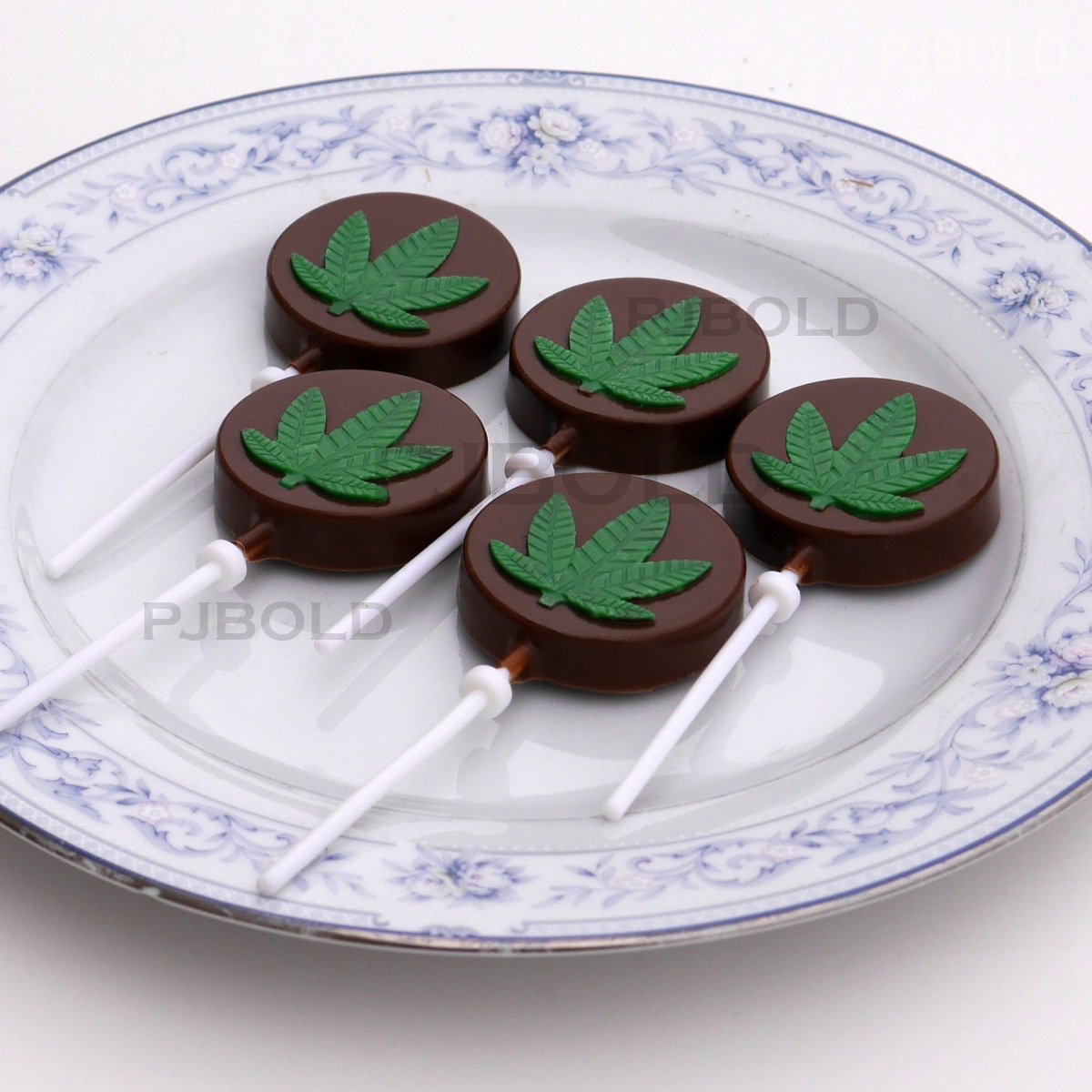 PJ BOLD Marijuana Leaf Lollipop Silicone Candy Mold Tray - 2 Pack Set for DIY Edibles, Cannabis Treats & Party Favors - Perfect for Halloween, 420 Celebrations & Baking Enthusiasts