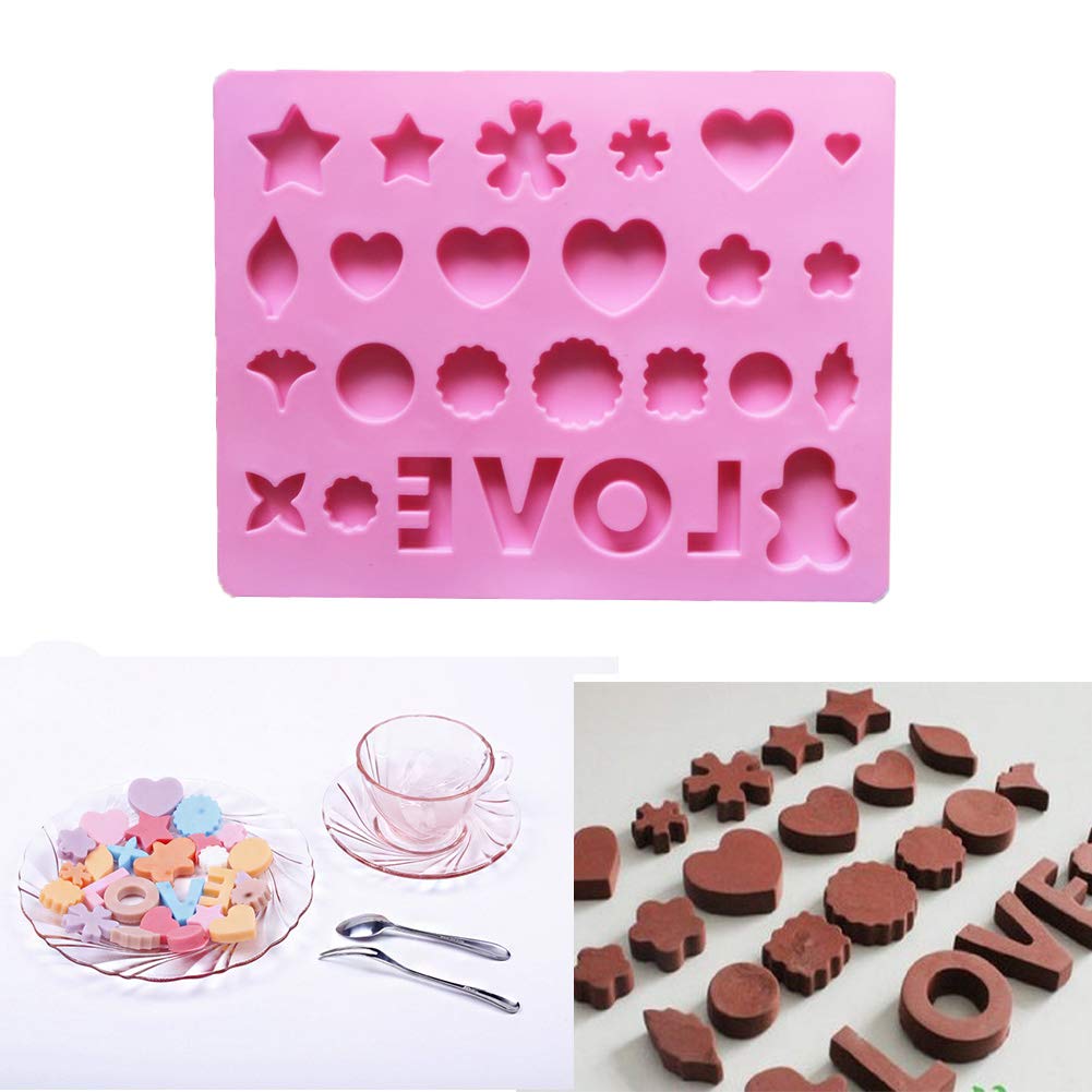 5Pcs Heart-Shaped Silicone Ice Cube Trays - 26 Cavities for Ice, Cake, Candy, Muffin & Chocolate Molds - DIY Baking & Fondant Decorating Tools - Perfect for Valentine's Day, Parties & Home Baking