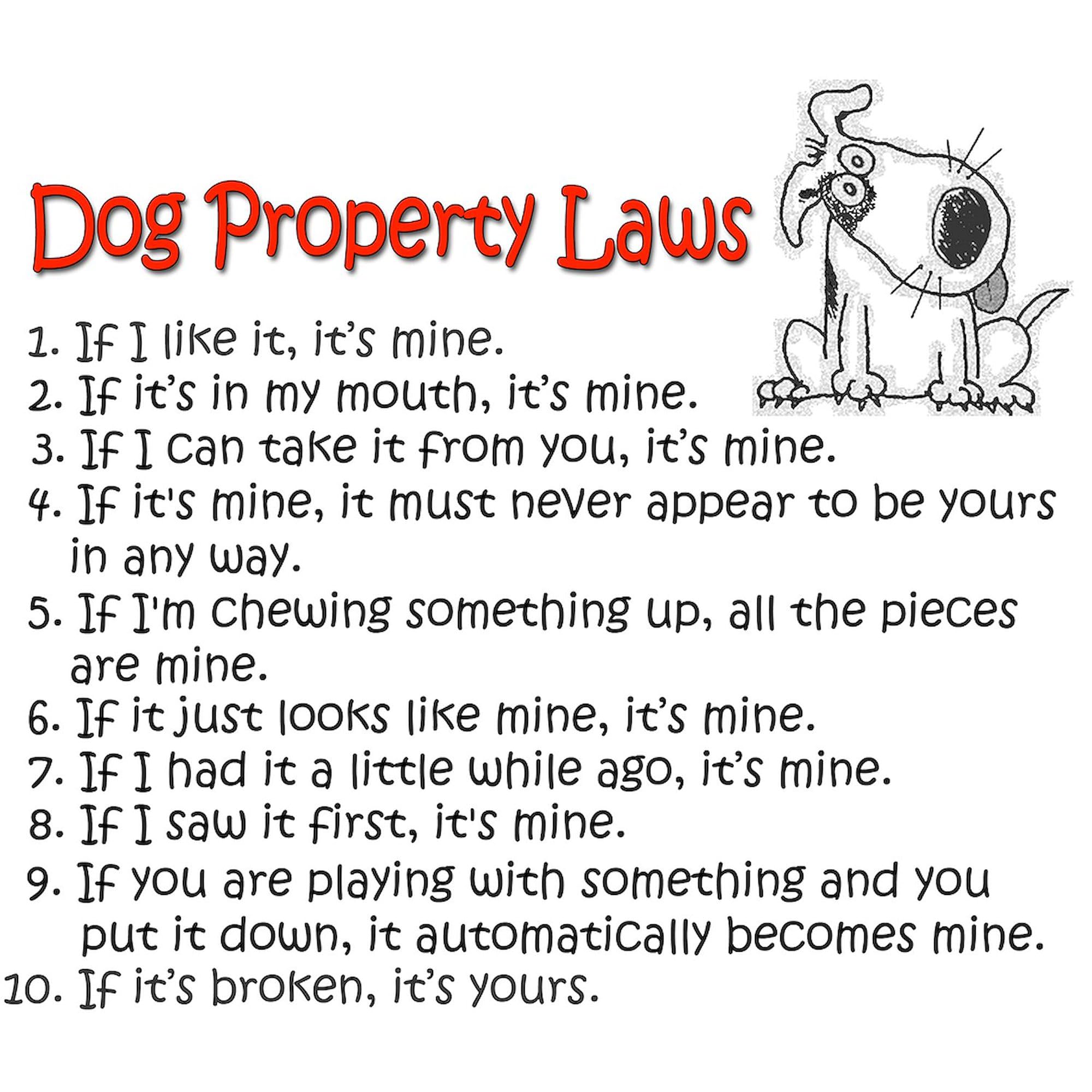 Funny Dog Property Laws Tote Bag - Natural Canvas Reusable Shopping Bag for Groceries, Beach & Pet Owners