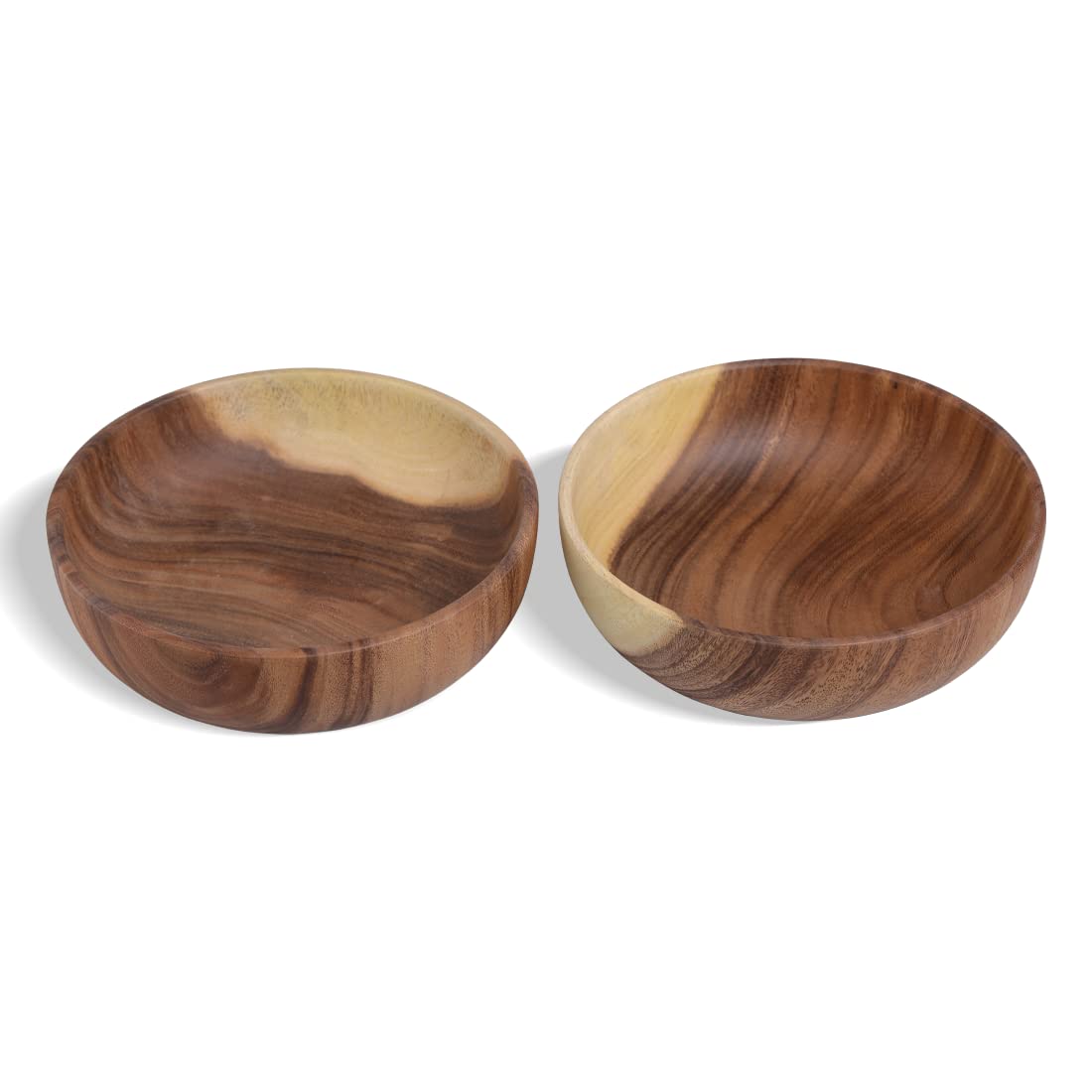 Premium Handcrafted Acacia Wood Salad Bowls Set of 2 - 7.1