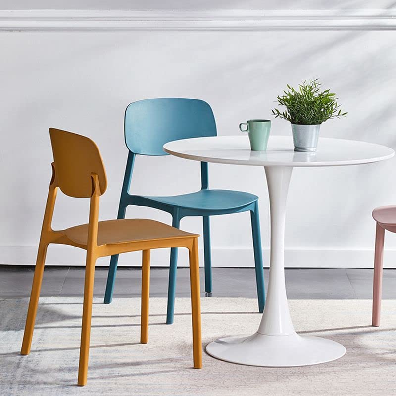 Modern Stackable Plastic Dining Chairs - Minimalist Armless Side Chairs for Home, Kitchen, Cafe & Milk Tea Shop (Set of 4, Peacock Blue) | Perfect for Small Spaces, Restaurants & Contemporary Dining Areas