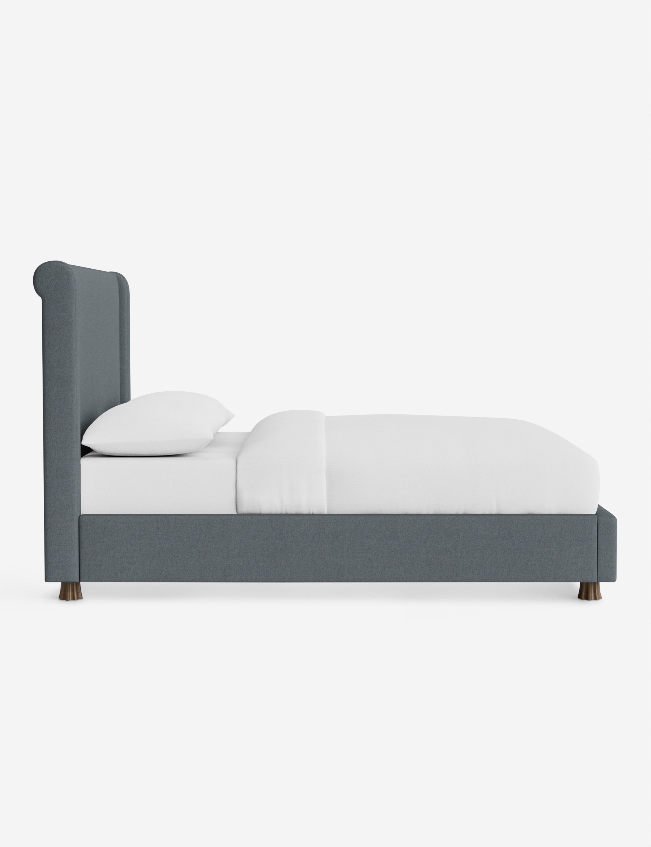 DOMINIQUE Platform Bed Frame by DISC Interiors - Modern Minimalist Wooden Bed with Upholstered Headboard | Perfect for Master Bedroom, Guest Room & Loft Apartments