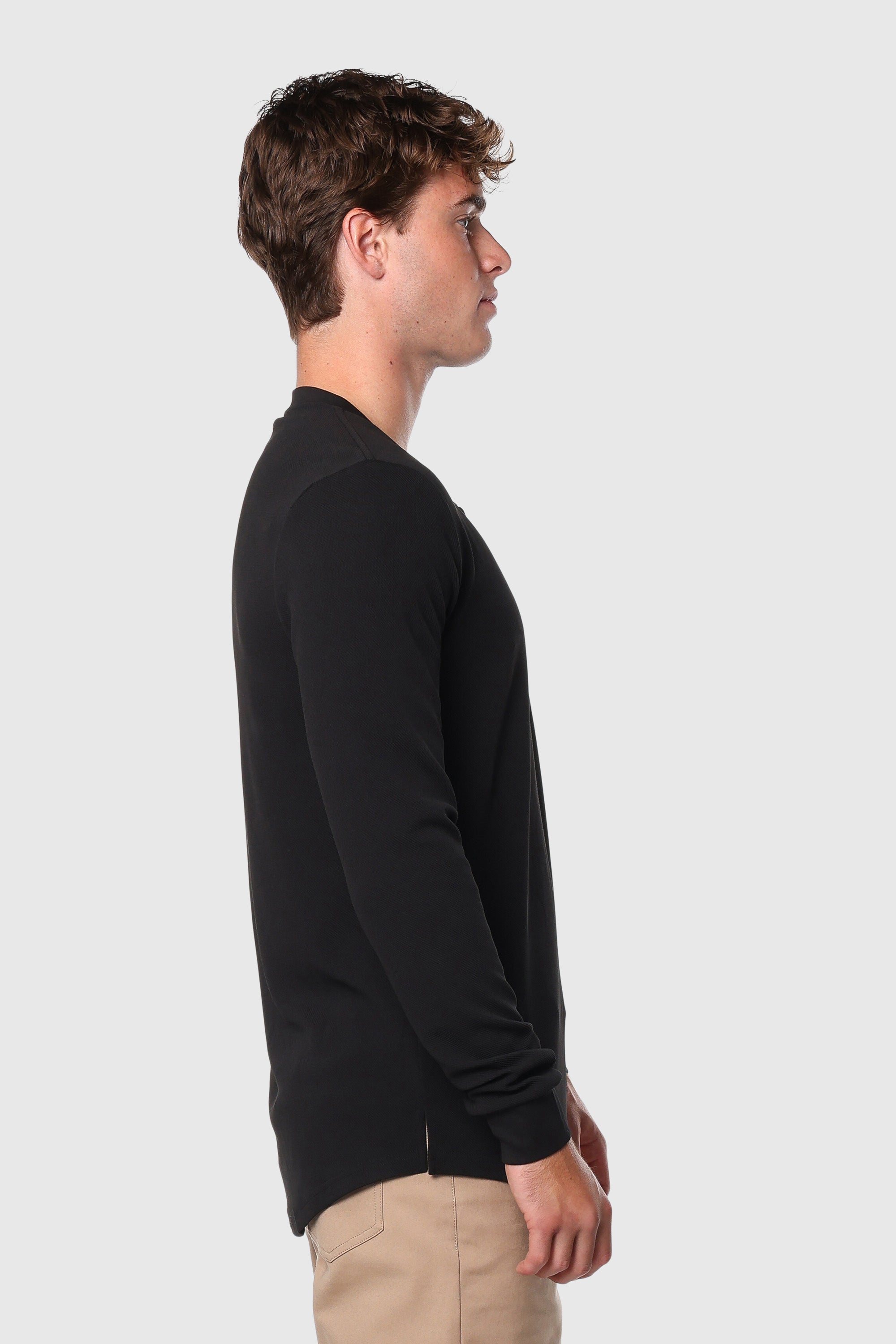 Club Henley Black - Premium Cotton Men's Henley Shirt for Casual Wear & Outdoor Activities