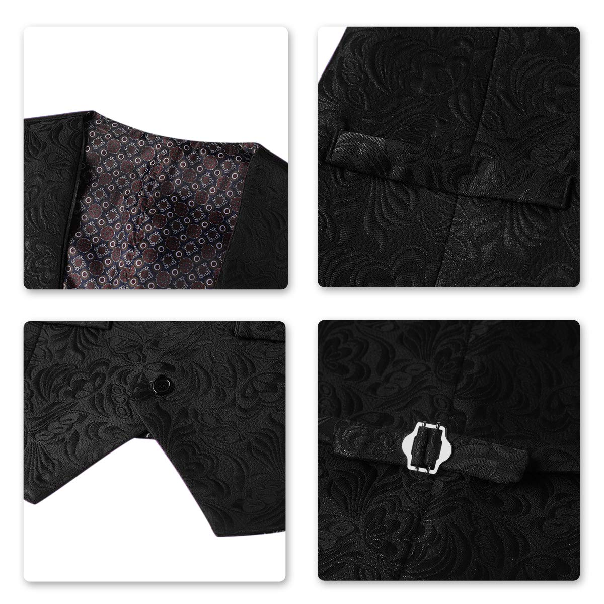 YFFUSHI Men's 3 Piece Slim Fit Jacquard Tuxedo Suit Set - One Button Shawl Collar Jacket, Vest & Dress Pants for Weddings, Prom & Formal Events | Premium Business & Evening Wear