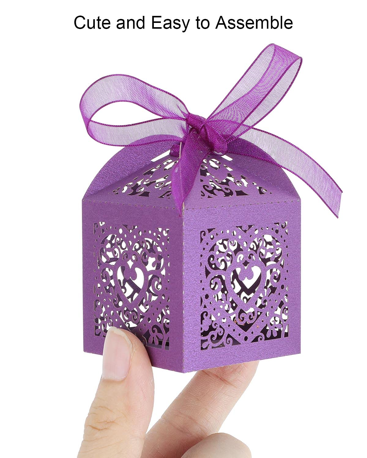 Kslong 50PCS Purple Party Favor Boxes - Elegant Wedding & Bridal Shower Gift Boxes, Adorable Candy Favor Boxes for Kids Birthday Party, Mini Baby Shower Favors for Guests | Perfect for Wedding Receptions, Birthday Celebrations, and Special Events