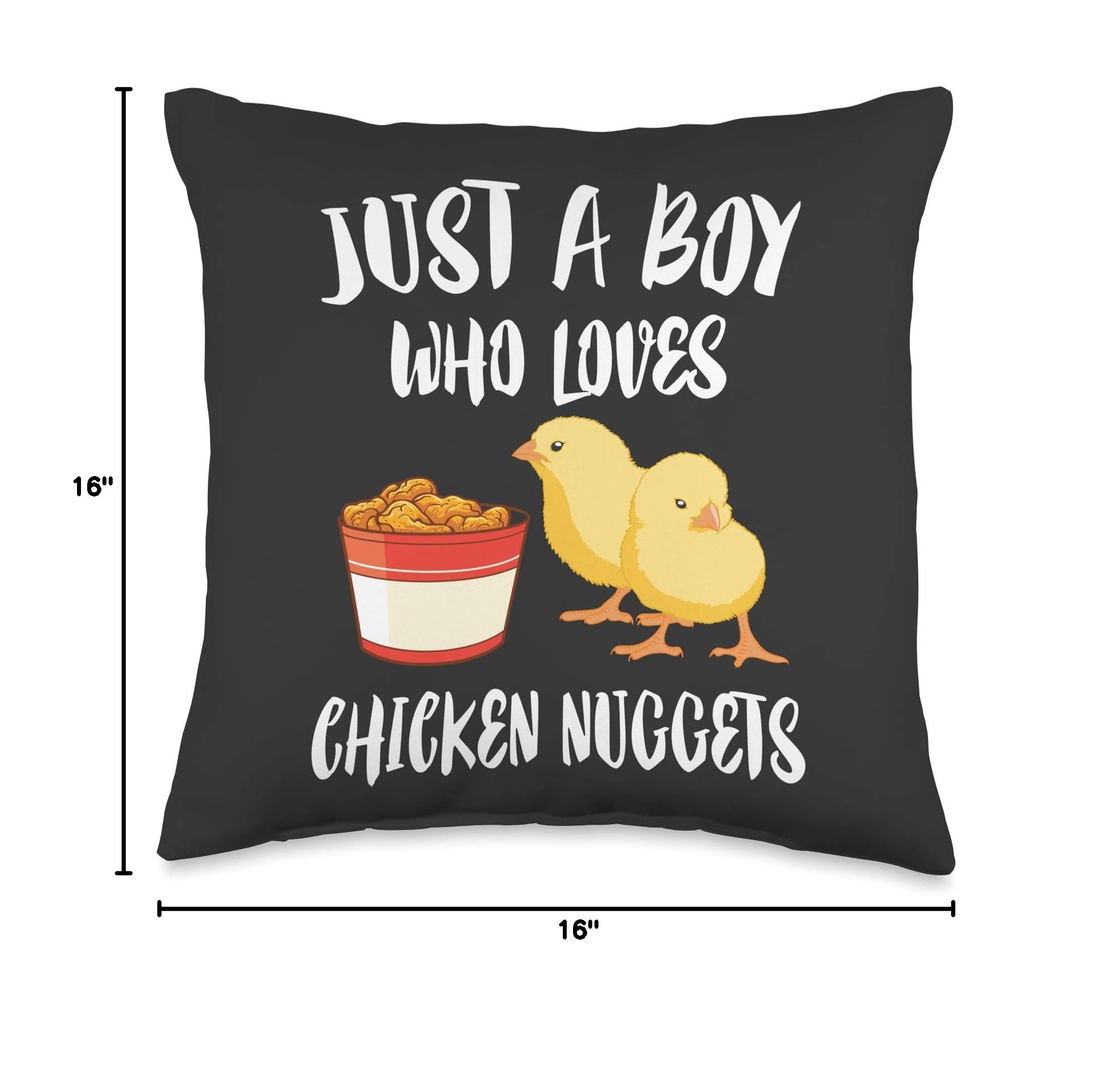 Just A Boy Who Loves Chicken Nuggets Funny Throw Pillow Cover 16x16 Inches - Soft Decorative Cushion for Bedroom, Living Room, Dorm & Gifts