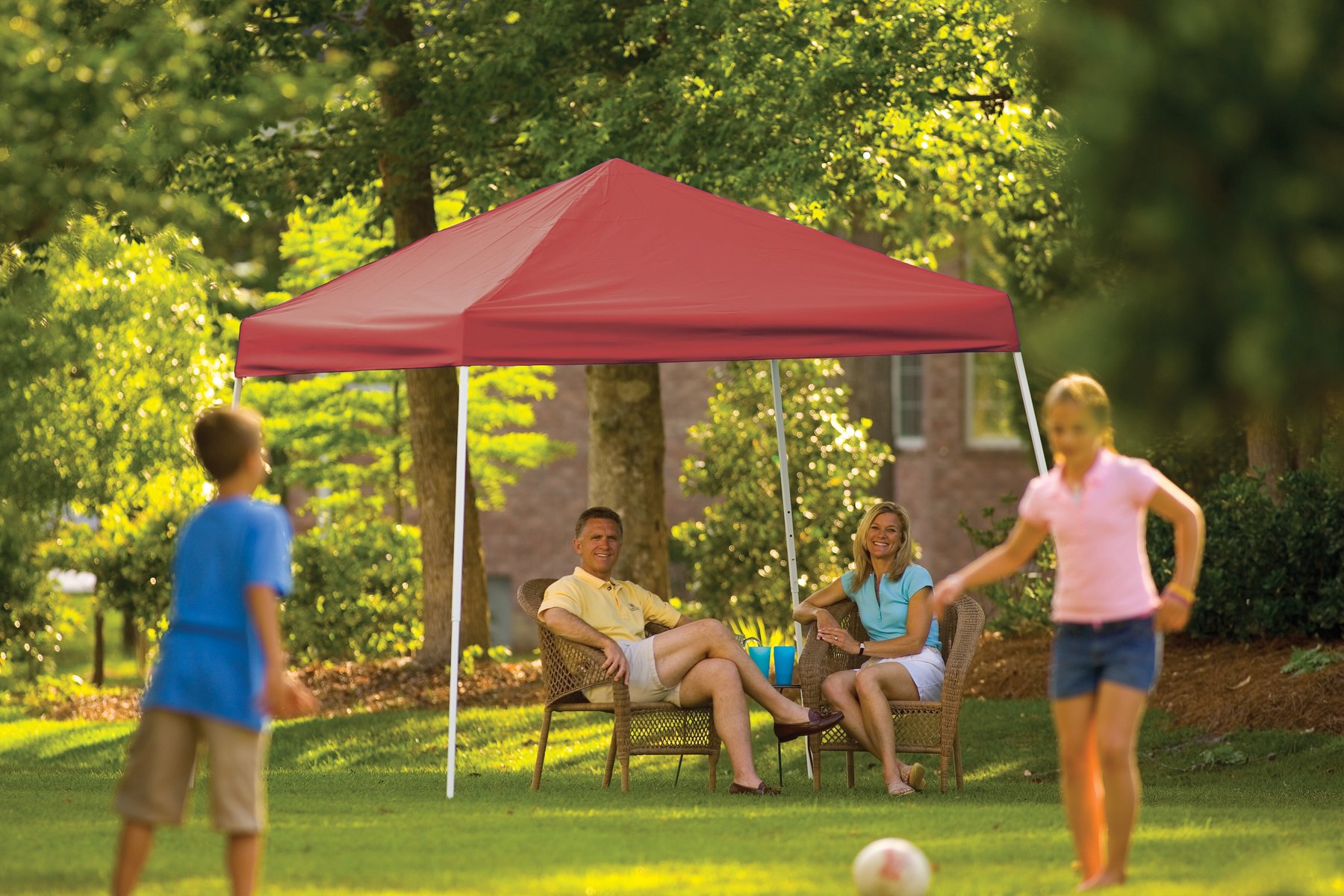 ShelterLogic 10x10 ft Slant Leg Pop-Up Canopy Tent with Carry Bag - Portable Instant Shelter for Outdoor Events, Camping, Beach, Picnics & Backyard Parties