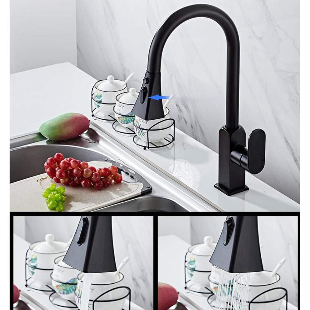 Black Kitchen Faucet with Pull Down Sprayer - 360° Swivel, Hot & Cold Water, Telescopic Design - Perfect for Modern Sinks, Dishwashing, and Food Prep