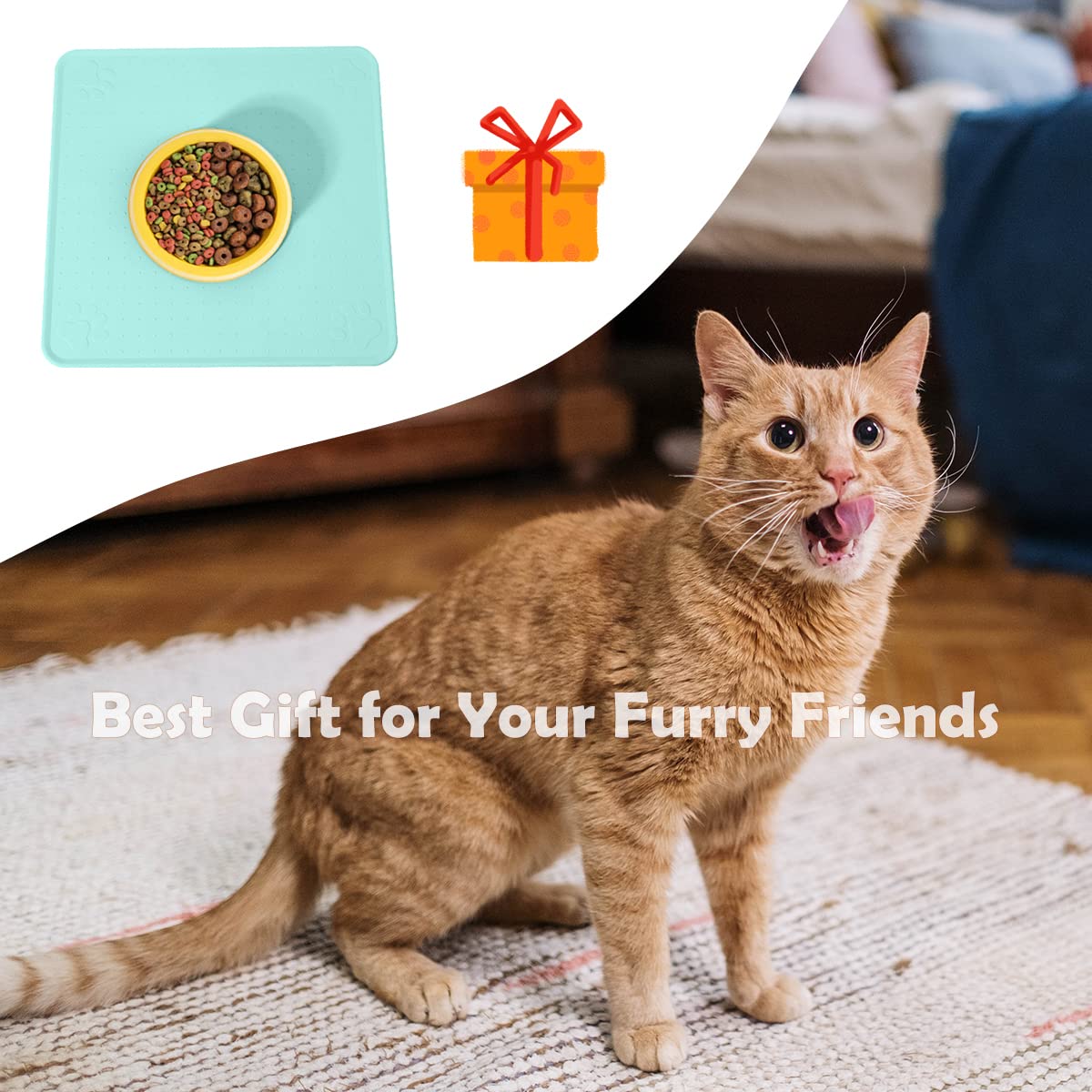 **Non-Slip Silicone Pet Food Mat - Waterproof Dog & Cat Feeding Mat for Floors - Washable, Durable Dog Bowl Mat - Perfect for Messy Eaters, Indoor/Outdoor Use (Green)**    *(Ideal for kitchens, patios, crates, and travel – keeps floors clean from spills!)*