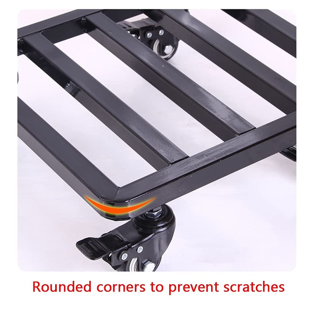 2 Pack Heavy Duty Metal Plant Caddy with Wheels - 12 Inch Black & White Rolling Plant Stand for Indoor Outdoor Flower Pots - Sturdy Steel Planter Trolley for Easy Moving - Perfect for Garden, Patio, Balcony and Home Decor