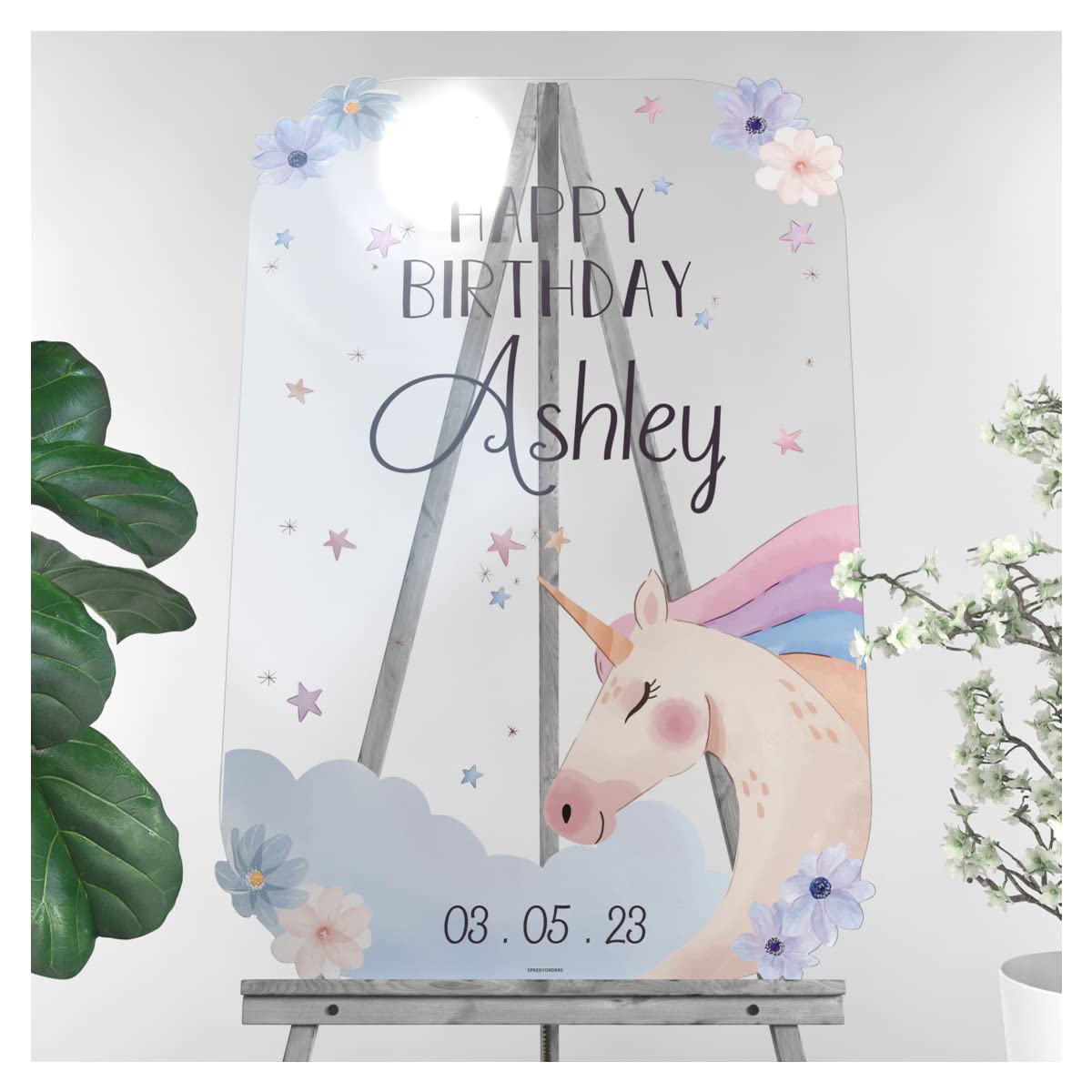 Personalized Unicorn Birthday Party Sign - Custom Acrylic Welcome Sign for Unicorn Themed Birthday Decorations & Party Favors - Perfect for Kids Birthday Parties, Baby Showers & Unicorn Theme Events