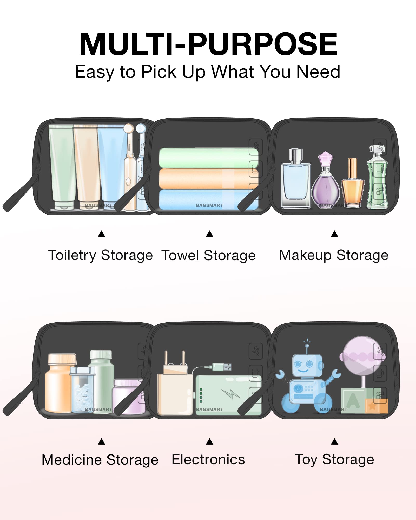 BAGSMART 2-Pack TSA Approved Toiletry Bag, Clear Quart Size Travel Organizer for Makeup & Essentials - Perfect for Carry-on & Air Travel