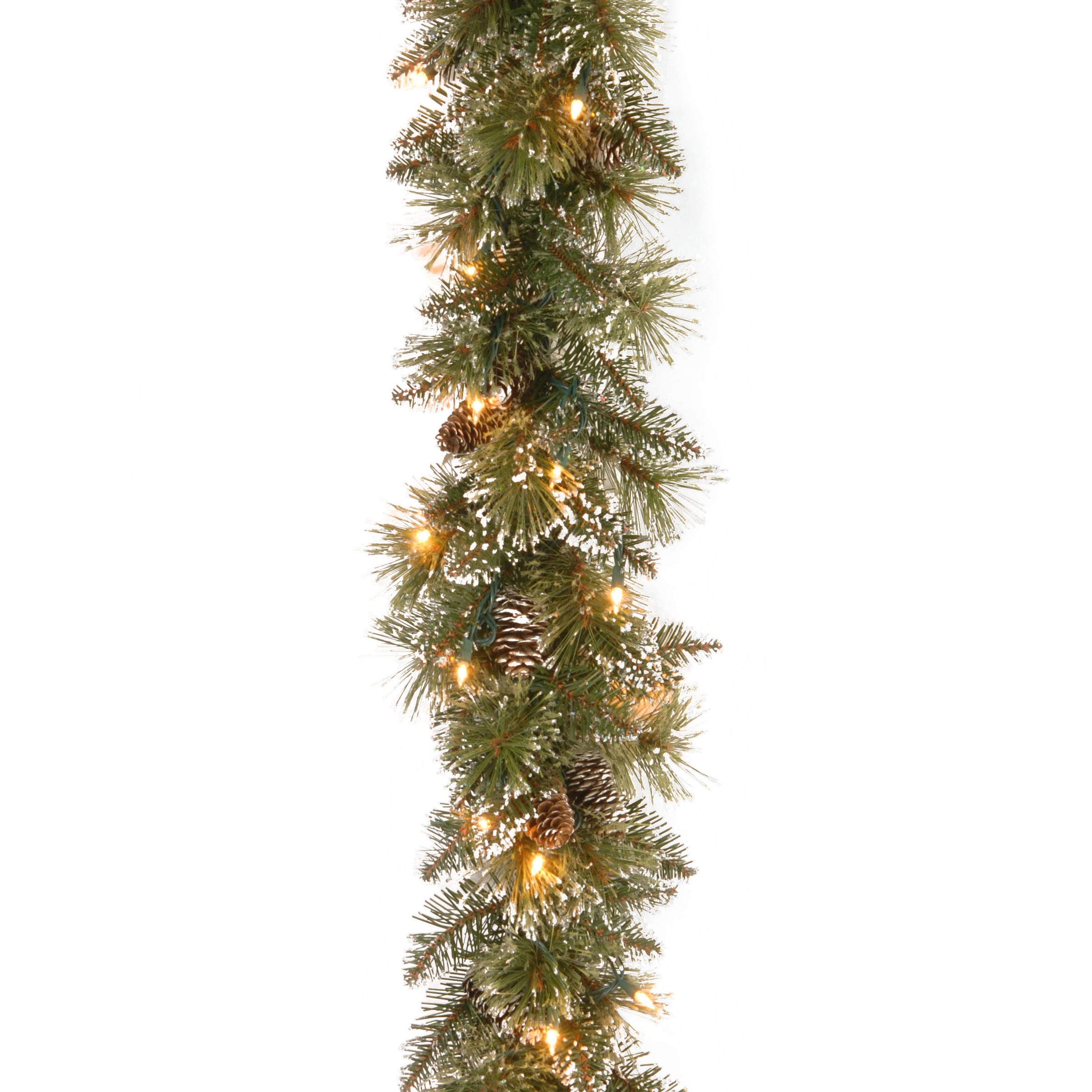 6 ft. Pre-Lit Glittery Bristle Pine Garland with Warm White LED Lights - Perfect for Christmas Tree Decor, Mantel Decorations, and Holiday Home Décor
