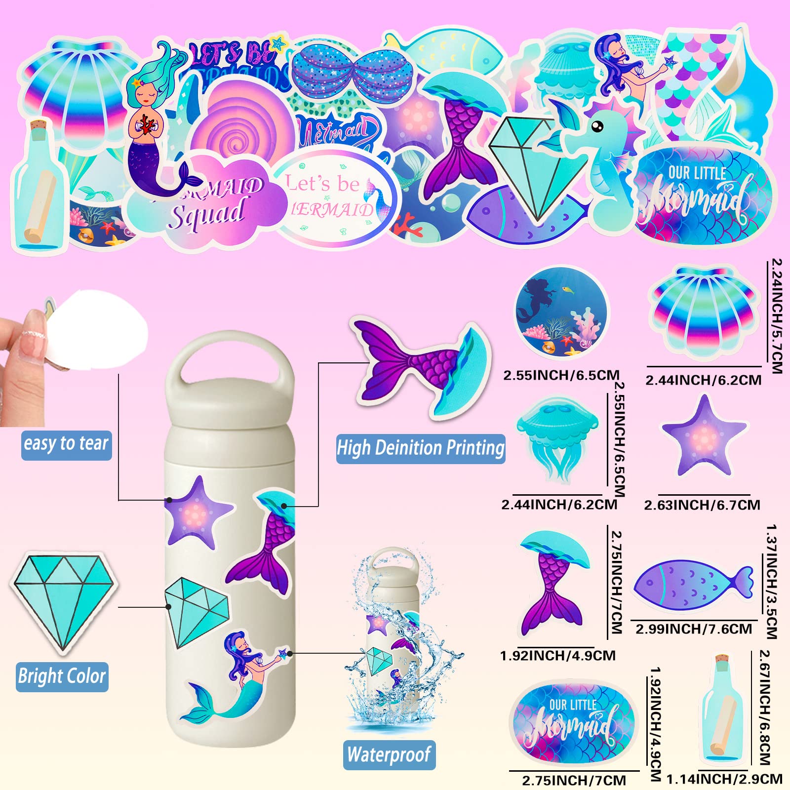 Mermaid Party Favors - Mermaid Themed Keychains, Slap Bracelets & Goodie Bag Fillers for Birthday Parties | Perfect for Mermaid Themed Decorations, Pool Parties & Underwater Fantasy Events