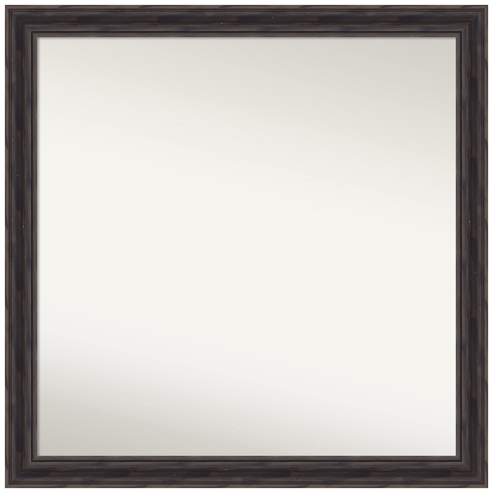 Amanti Art Rustic Pine Narrow Frame Non-Beveled Custom Wall Mirror 29.5x29.5 Inches - Bathroom, Living Room, Bedroom Decor - Brown Wood Finish - Various Sizes Available