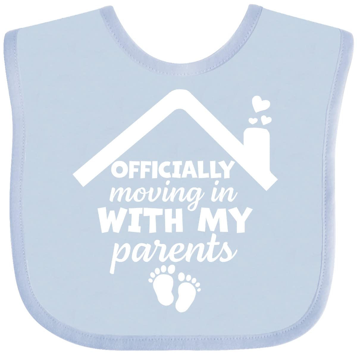 Inktastic NICU Graduate Officially Moving in with My Parents Baby Bib - Soft Cotton Drool Bib for Newborns & Infants - Perfect for Feeding, Teething & Everyday Use